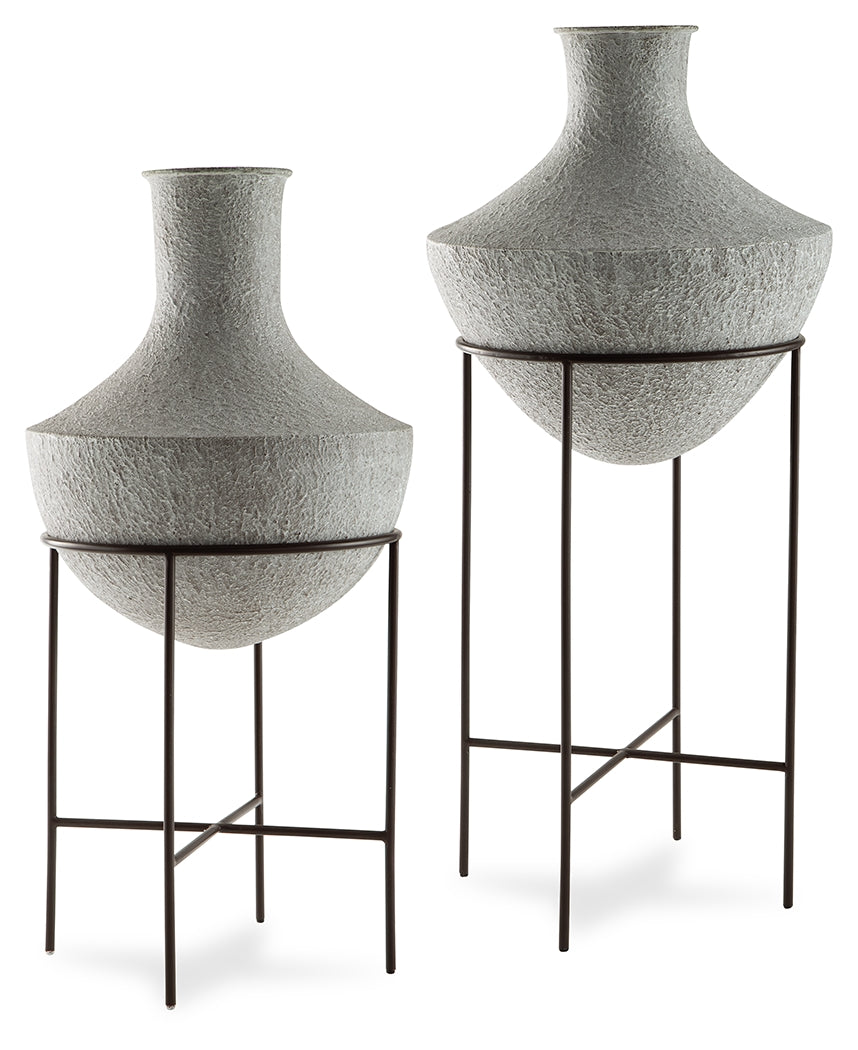Best Furniture Outlet - Ashley Furniture - Estonbank Vase - Vase Set / Distressed Cream - A2000748A1