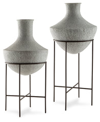 Best Furniture Outlet - Ashley Furniture - Estonbank Vase - Vase Set / Distressed Cream - A2000748A1
