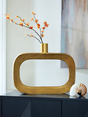 Best Furniture Outlet - Ashley Furniture - Lawtonville Vase - Vase / Antique Gold Finish - A2000751