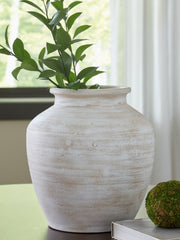 Best Furniture Outlet - Ashley Furniture - Meadie Vase - Vase / Distressed White - A2000788