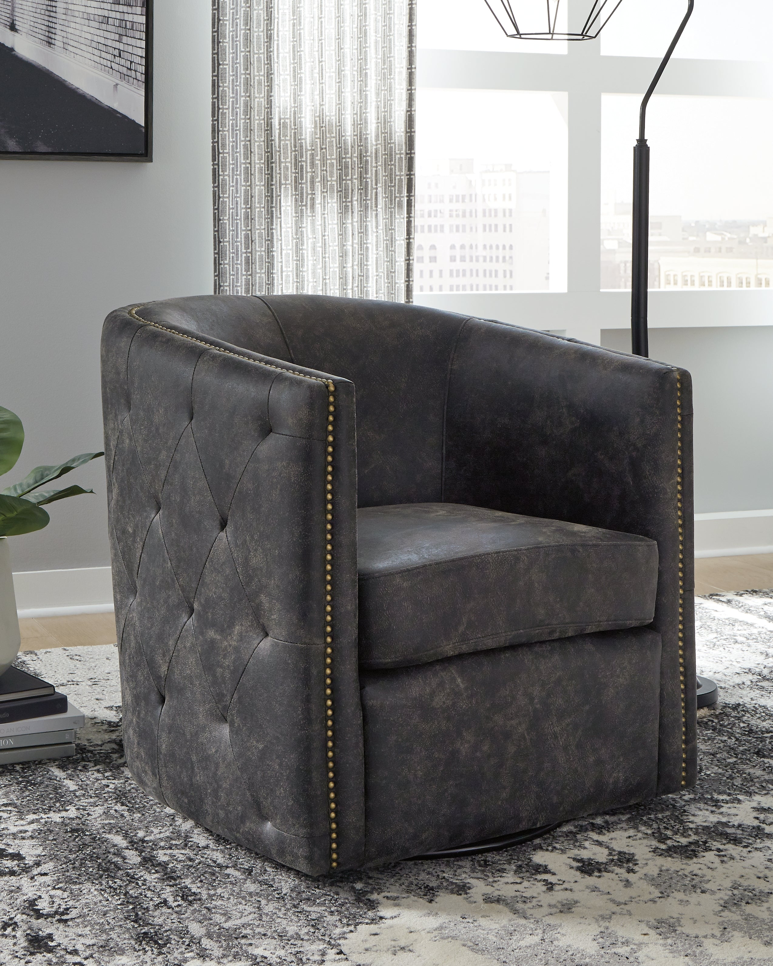 Best Furniture Outlet - Ashley Furniture - Brentlow Swivel Accent Chair - Swivel Accent Chair / Granite - A3000741