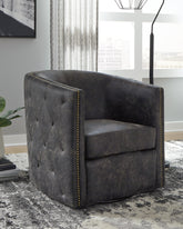 Best Furniture Outlet - Ashley Furniture - Brentlow Swivel Accent Chair - Swivel Accent Chair / Granite - A3000741