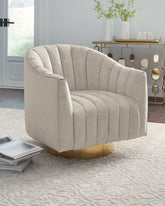 Best Furniture Outlet - Ashley Furniture - Penzlin Accent Chair - Swivel Accent Chair / Pearl - A3000241