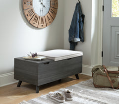 Best Furniture Outlet - Ashley Furniture - Yarlow Storage Bench - Storage Bench / Linen/Gray / 39"W x 19"D x 17"H - A3000321