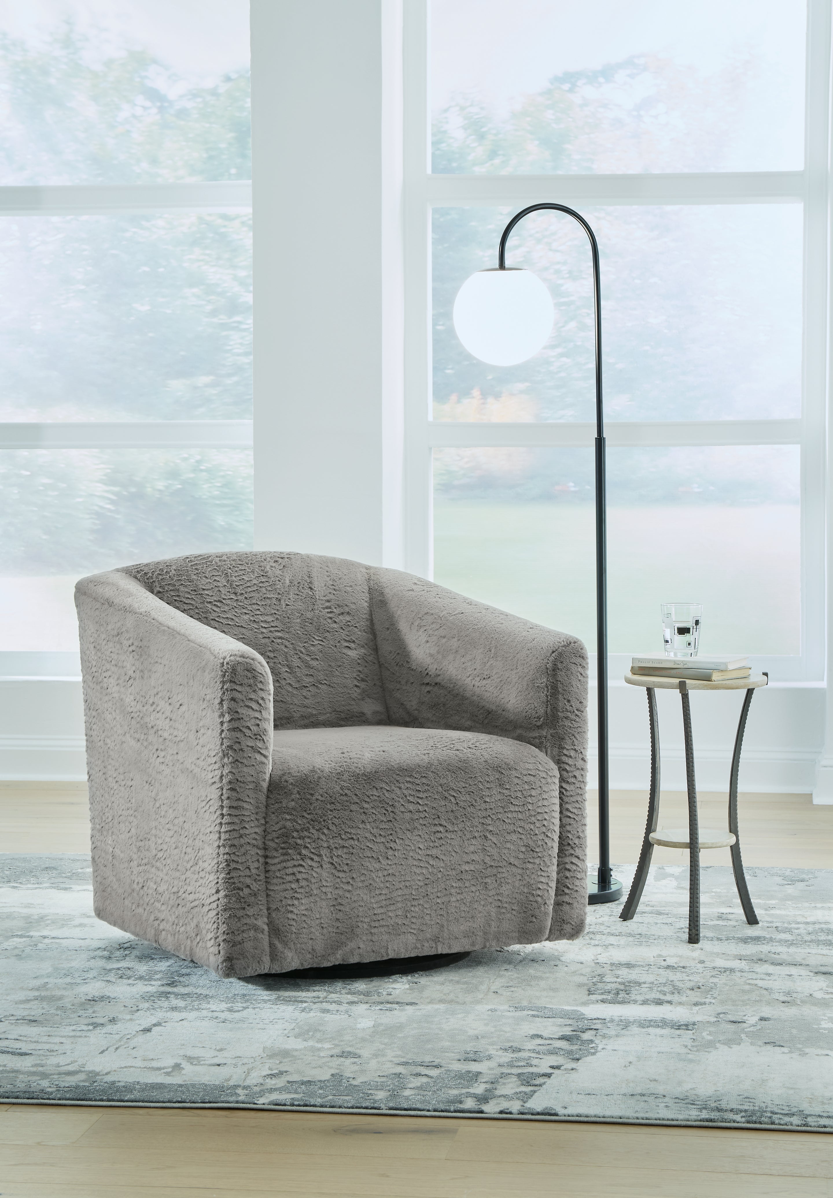 Best Furniture Outlet - Ashley Furniture - Bramner Accent Chair - Swivel Accent Chair / Charcoal - A3000330