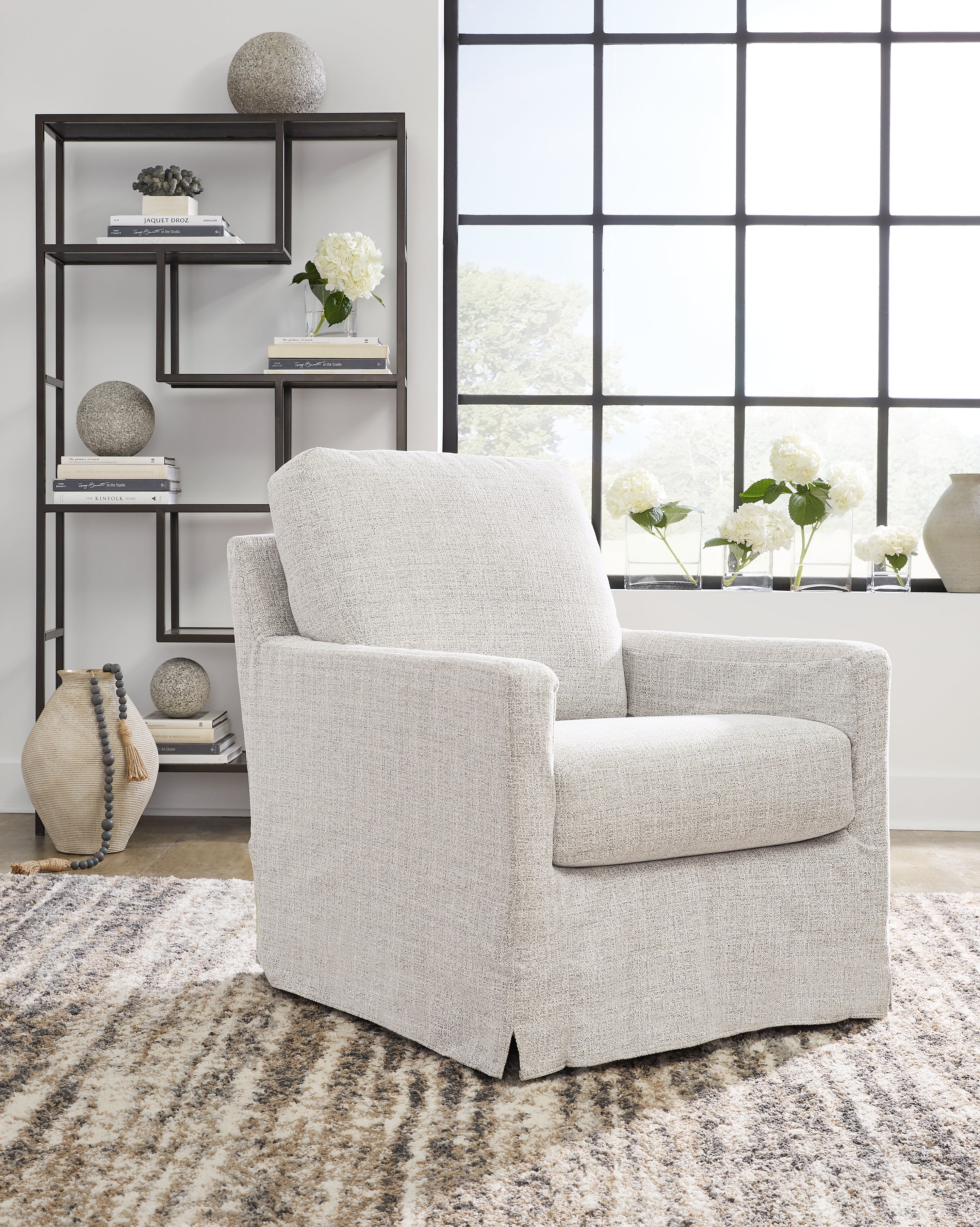 Best Furniture Outlet - Ashley Furniture - Nenana Next-Gen Nuvella Swivel Glider Accent Chair - Swivel Glider Accent Chair / Stone - A3000644