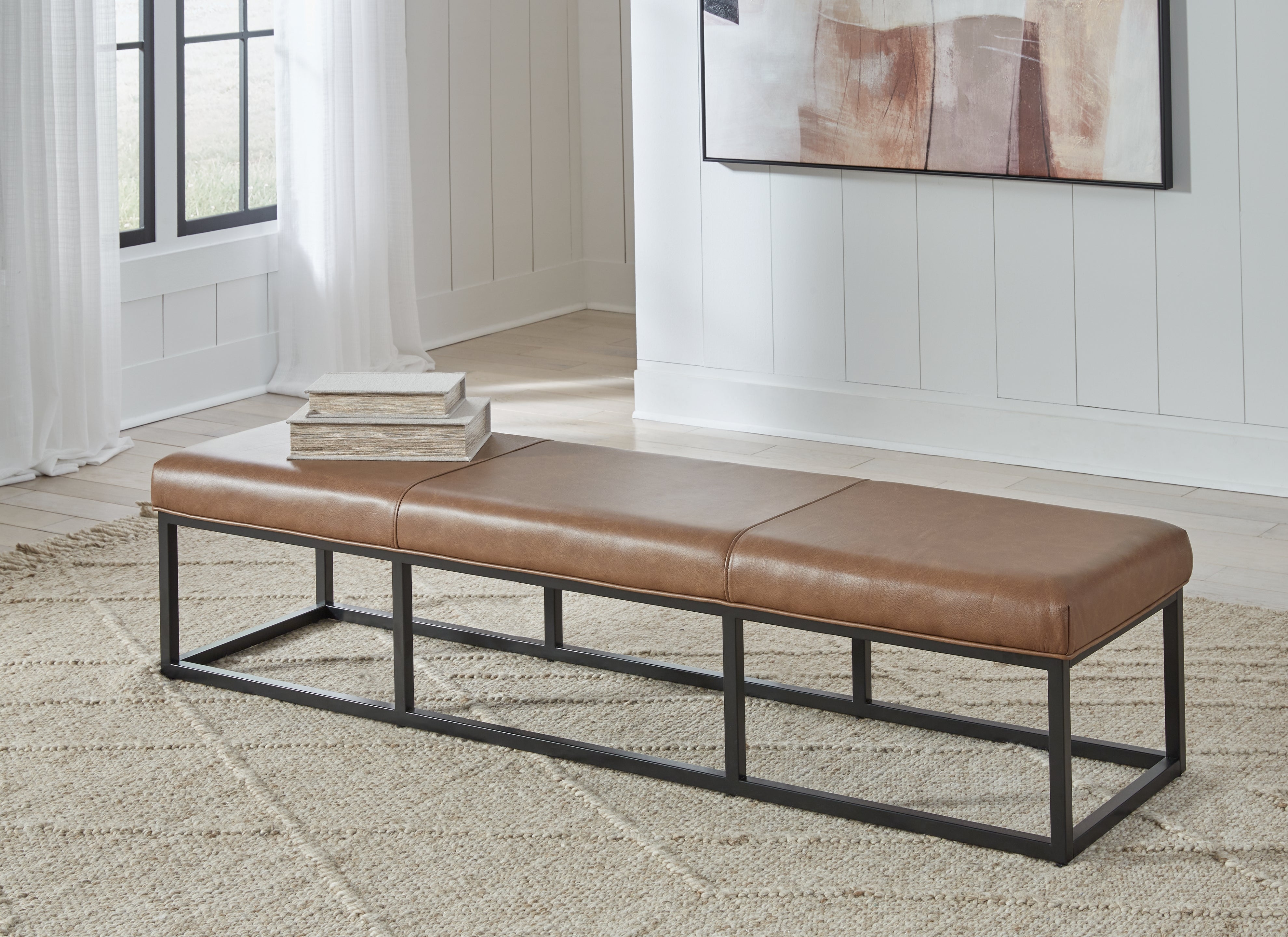 Best Furniture Outlet - Ashley Furniture - Joston Accent Bench - Accent Bench / Caramel / 71"W x 19"D x 16"H - A3000693