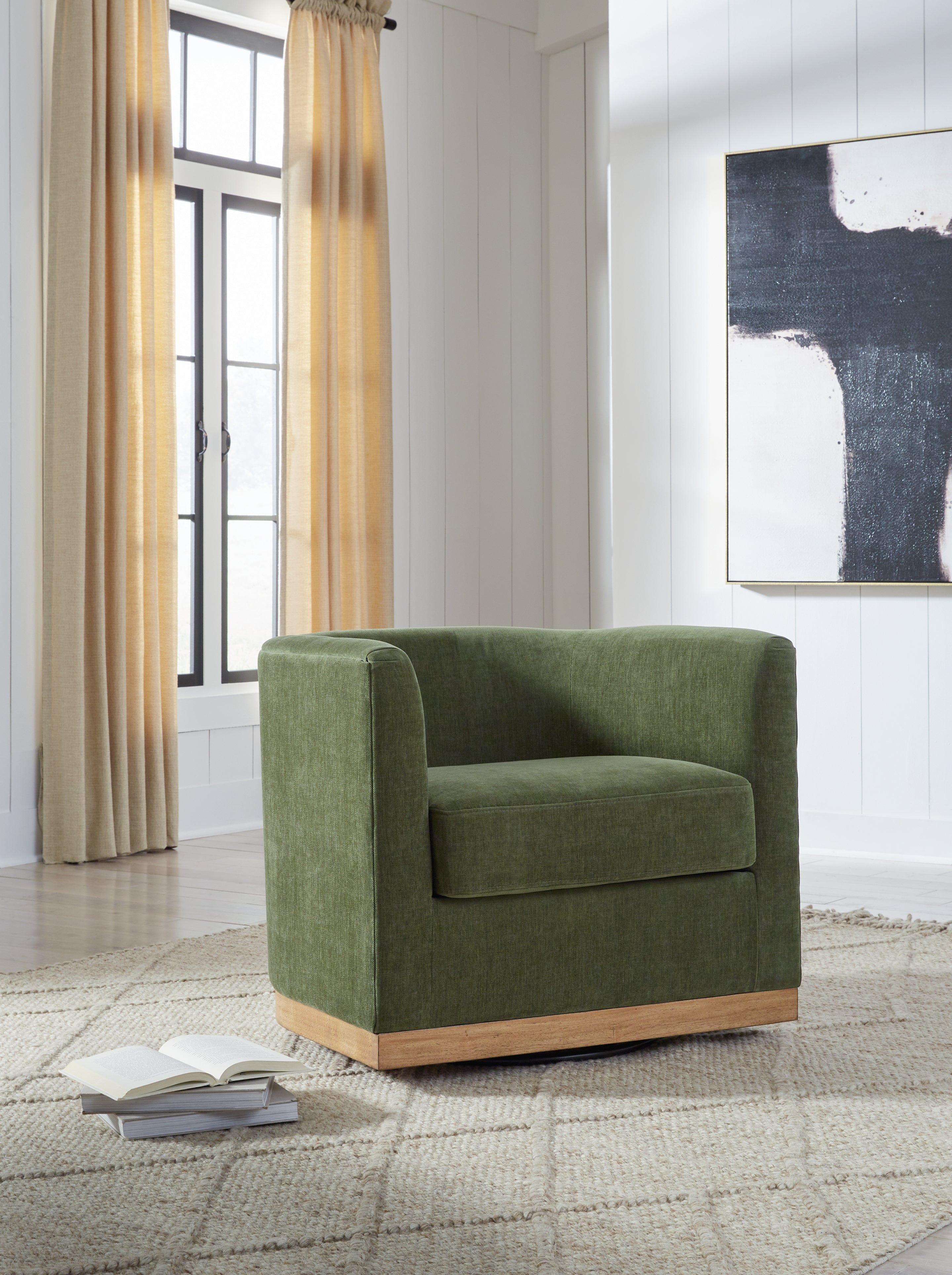 Best Furniture Outlet - Ashley Furniture - Jersonlow Swivel Accent Chair - Swivel Accent Chair / Forest Green - A3000696