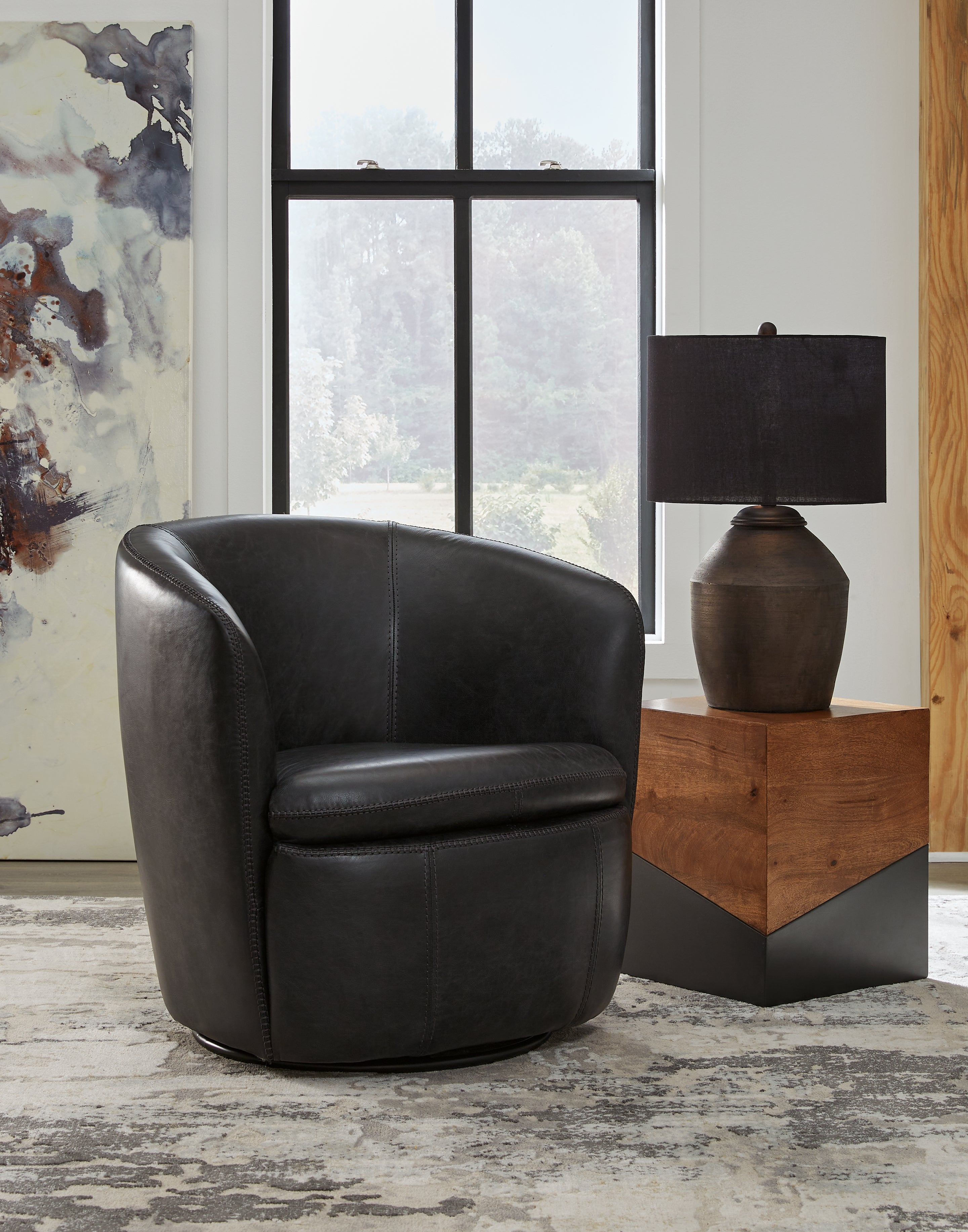 Best Furniture Outlet - Ashley Furniture - Kierreys Swivel Accent Chair - Swivel Accent Chair / Midnight - A3000702