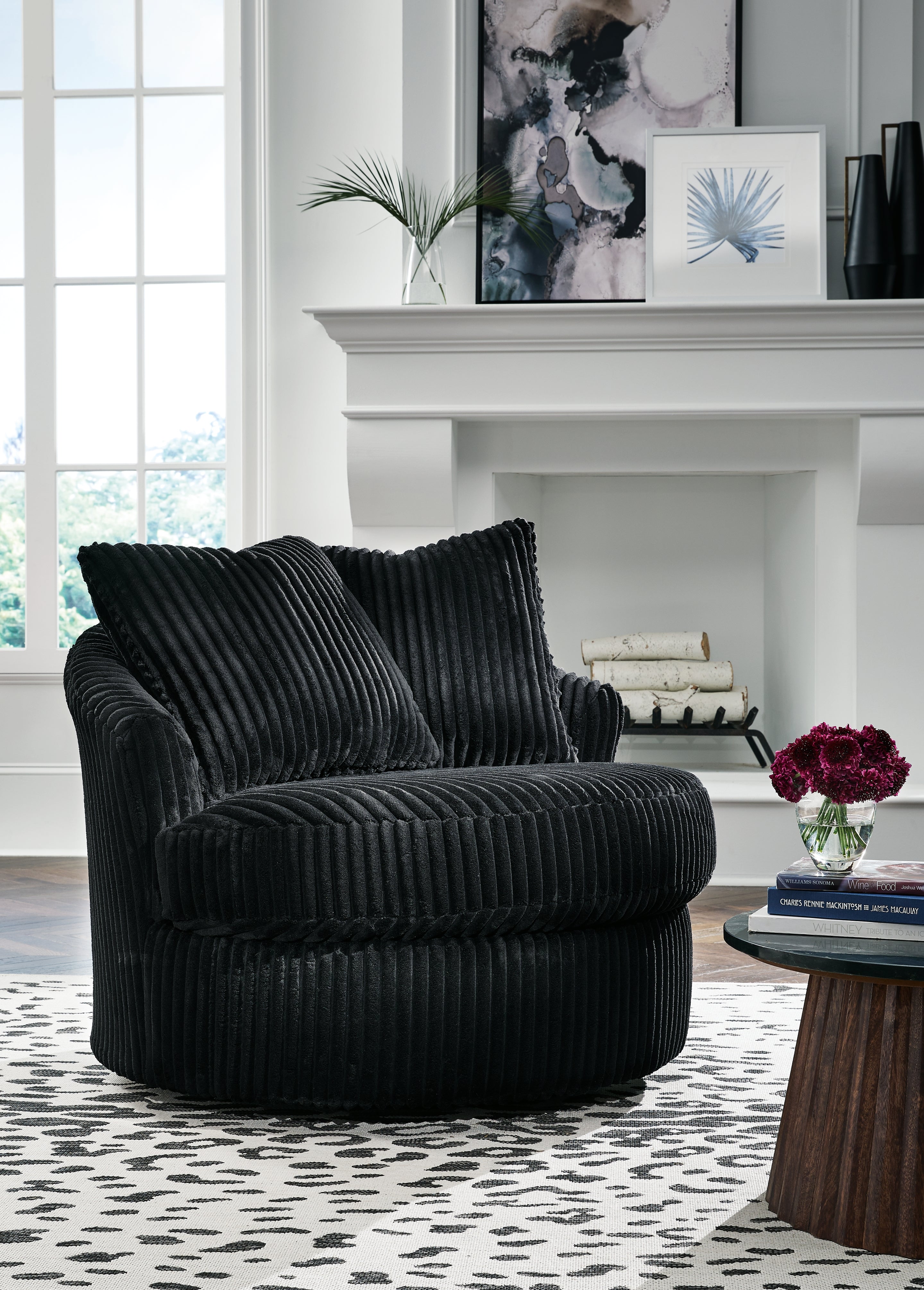 Best Furniture Outlet - Ashley Furniture - Gramwell Swivel Accent Chair - Swivel Accent Chair / Onyx - A3000725
