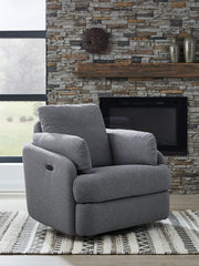 Best Furniture Outlet - Ashley Furniture - Alainmont Next-Gen Nuvella Swivel Power Recliner - Swivel Power Recliner / Salt and Pepper - A3000738