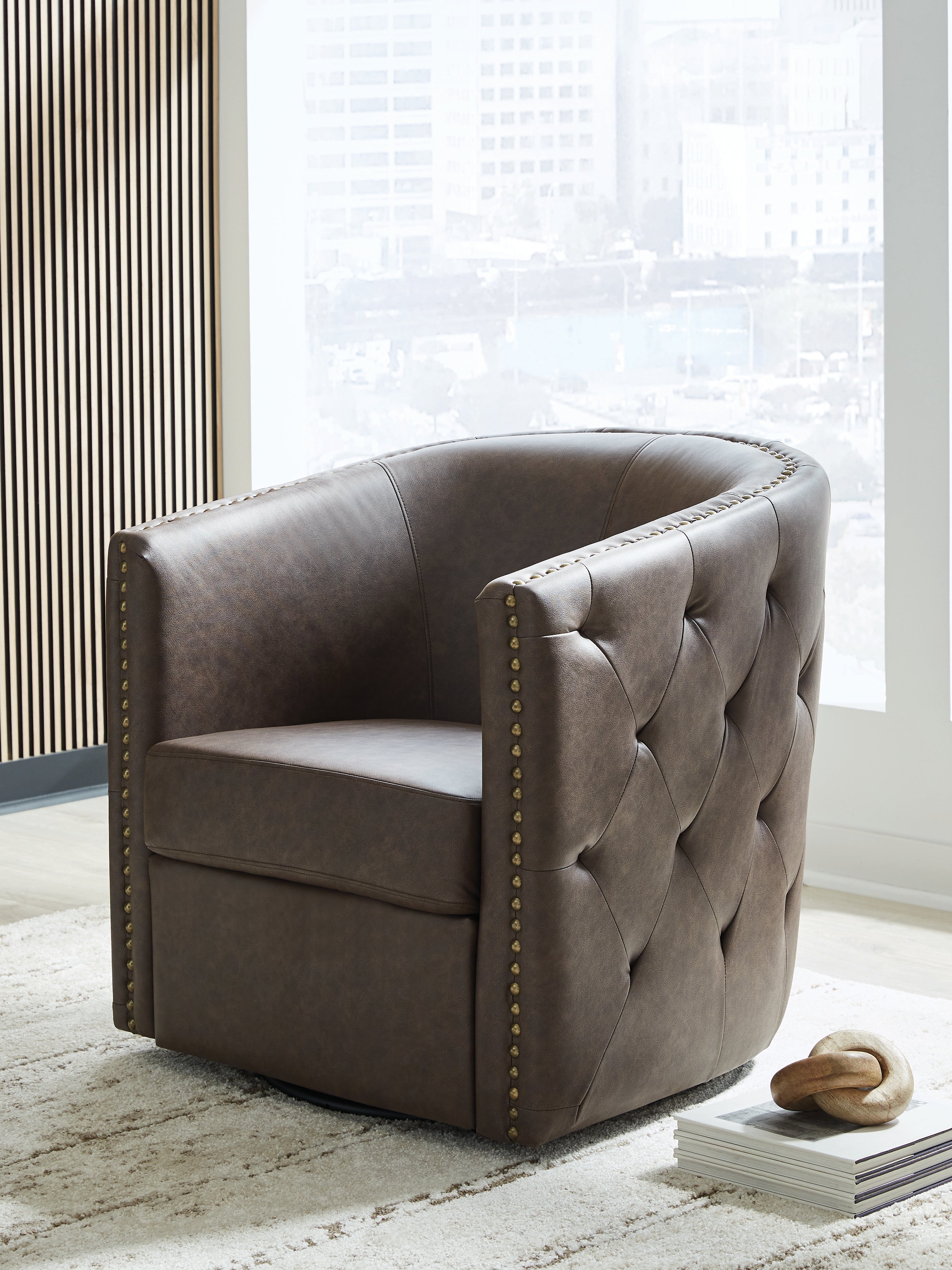 Best Furniture Outlet - Ashley Furniture - Brentlow Swivel Accent Chair - Swivel Accent Chair / Granite - A3000741