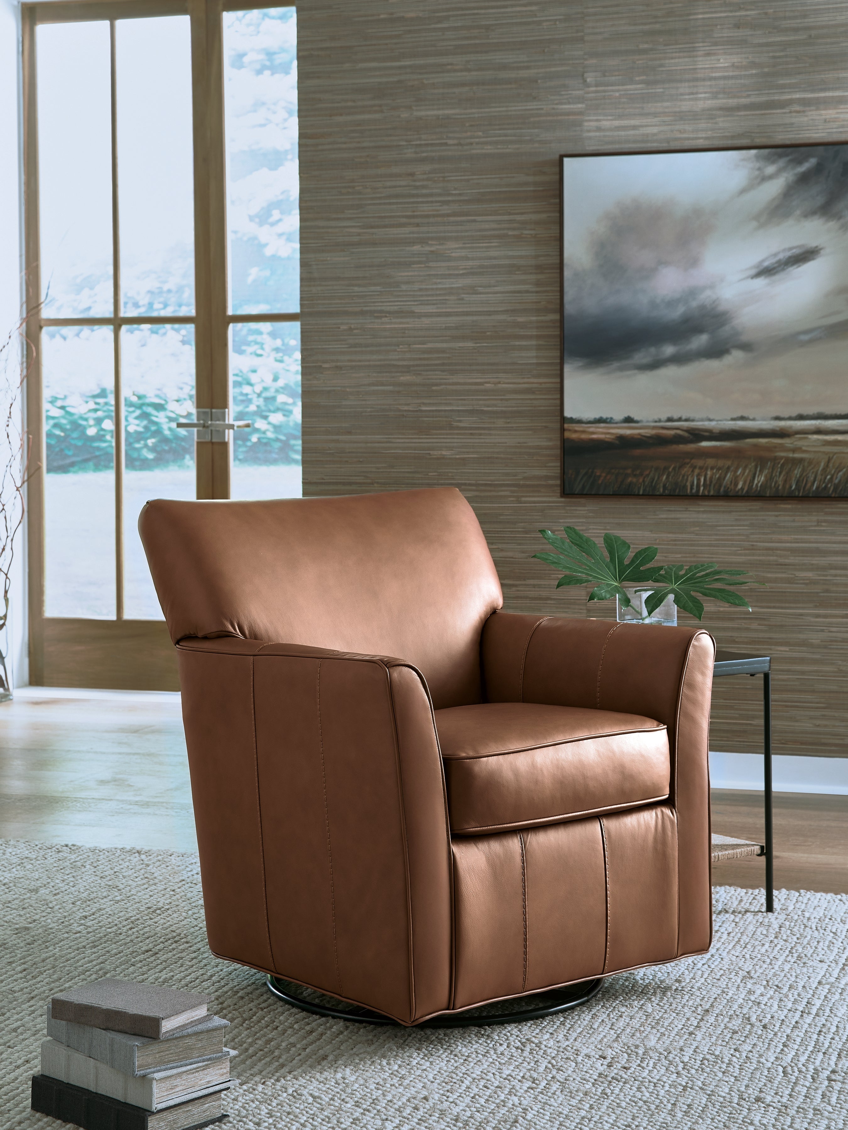 Best Furniture Outlet - Ashley Furniture - Braydunn Swivel Glider Accent Chair - Swivel Glider Accent Chair / Caramel - A3000821