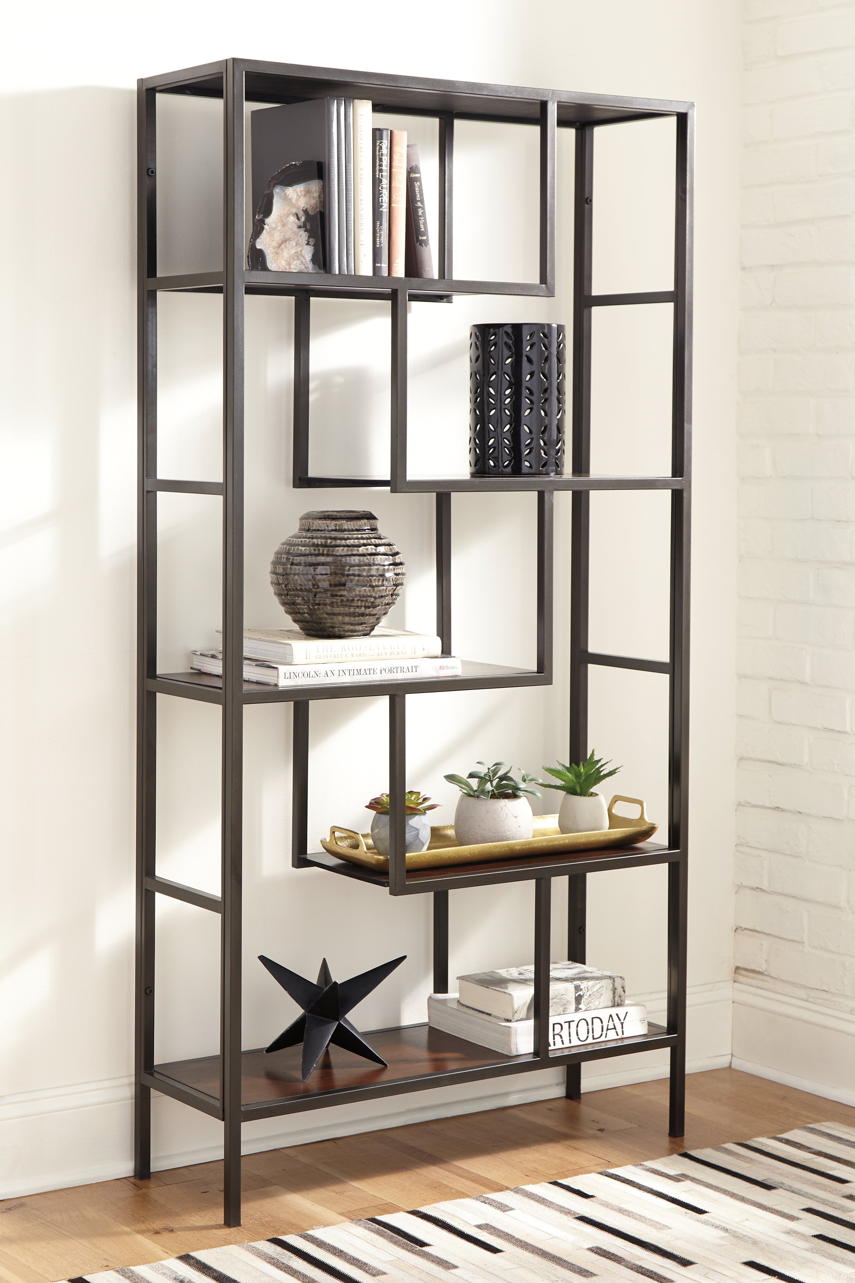 Best Furniture Outlet - Ashley Furniture - Frankwell Bookcase - Bookcase / Brown/Black - A4000021
