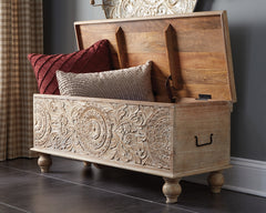 Best Furniture Outlet - Ashley Furniture - Fossil Ridge Storage Bench - Storage Bench / Beige / 44"W x 17"D x 17"H - A4000039