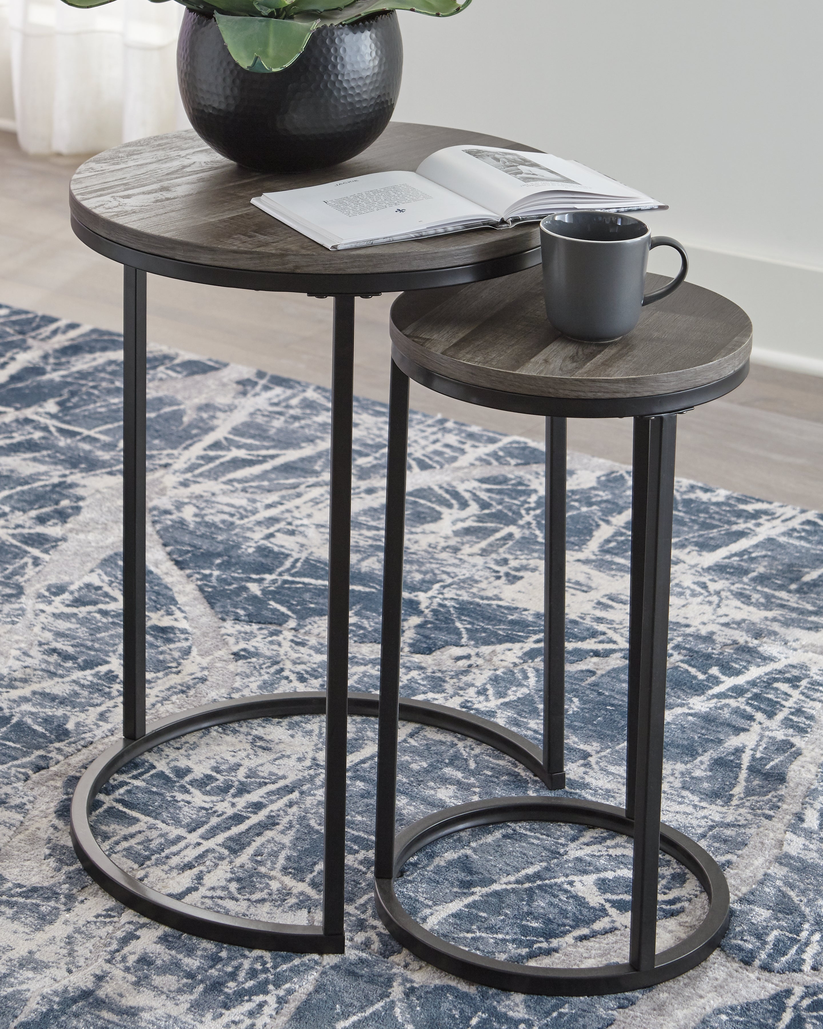 Best Furniture Outlet - Ashley Furniture - Briarsboro Accent Table (Set of 2) - Accent Table Set (Set of 2) / Black/Gray - A4000231