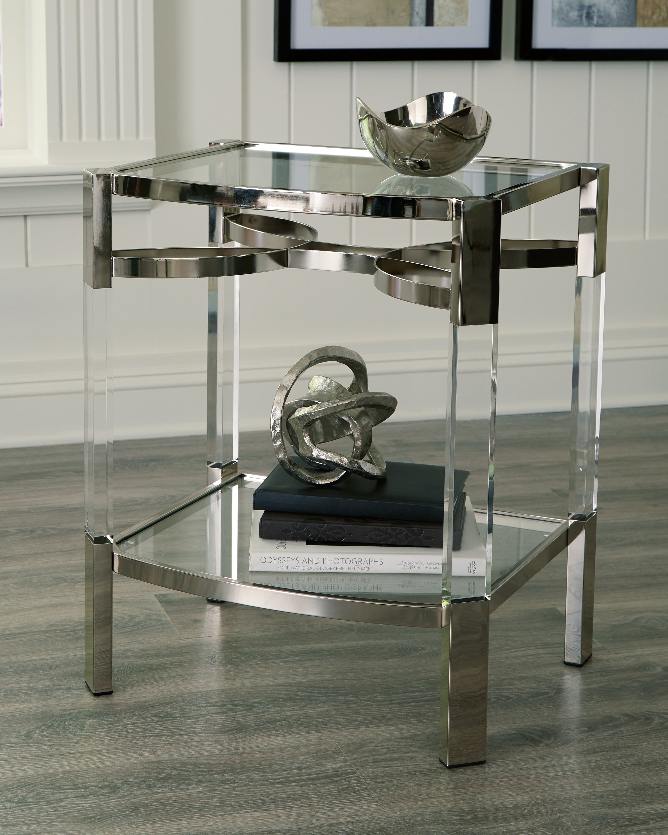 Best Furniture Outlet - Ashley Furniture - Chaseton Accent Table - Accent Table / Clear/Silver Finish - A4000334
