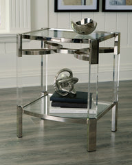 Best Furniture Outlet - Ashley Furniture - Chaseton Accent Table - Accent Table / Clear/Silver Finish - A4000334