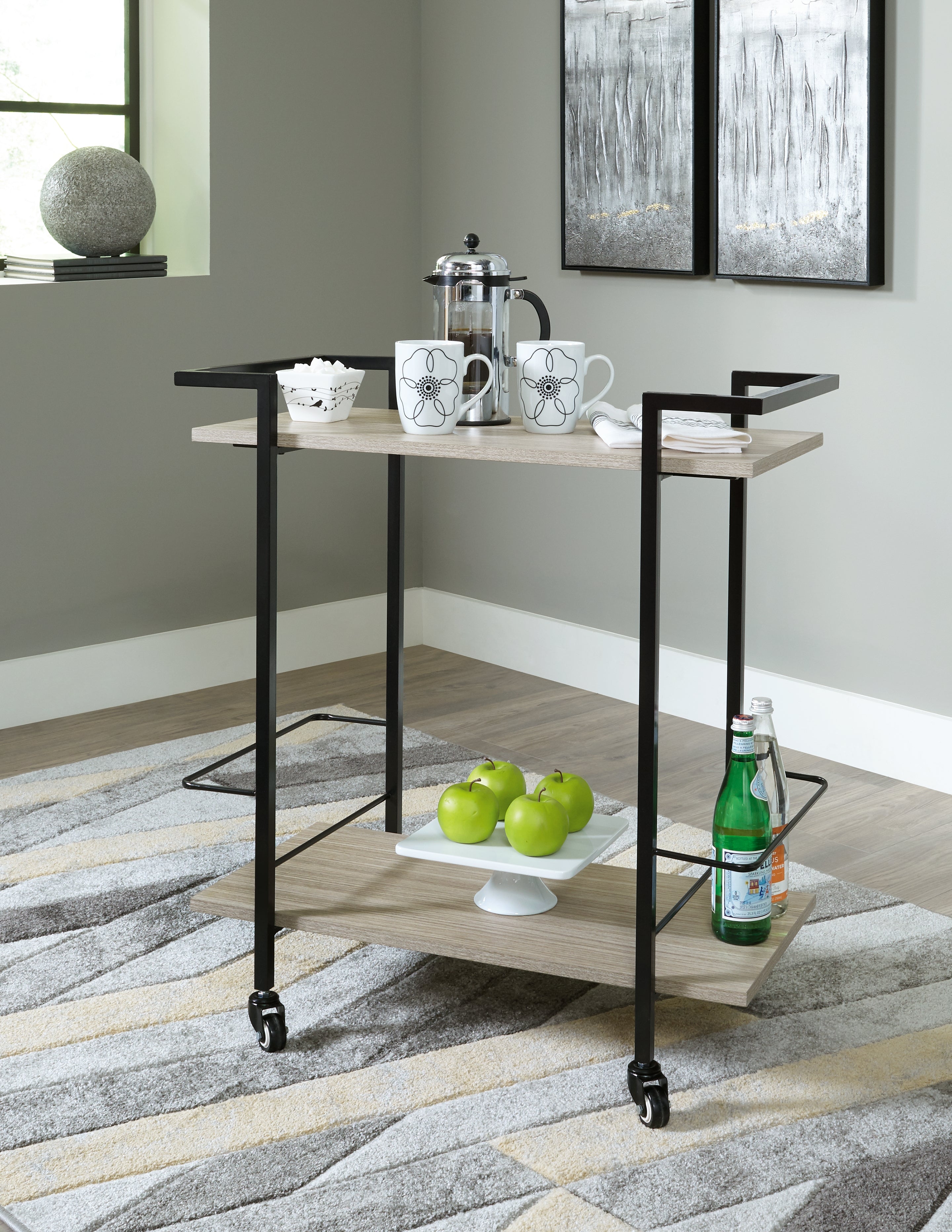 Best Furniture Outlet - Ashley Furniture - Waylowe Bar Cart - Bar Cart / Brown/Black - A4000389
