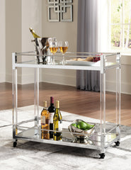 Best Furniture Outlet - Ashley Furniture - Chaseton Bar Cart - Bar Cart / Clear/Silver Finish - A4000501