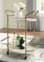 Best Furniture Outlet - Ashley Furniture - Tarica Bar Cart - Bar Cart / Cream/Gold Finish - A4000502