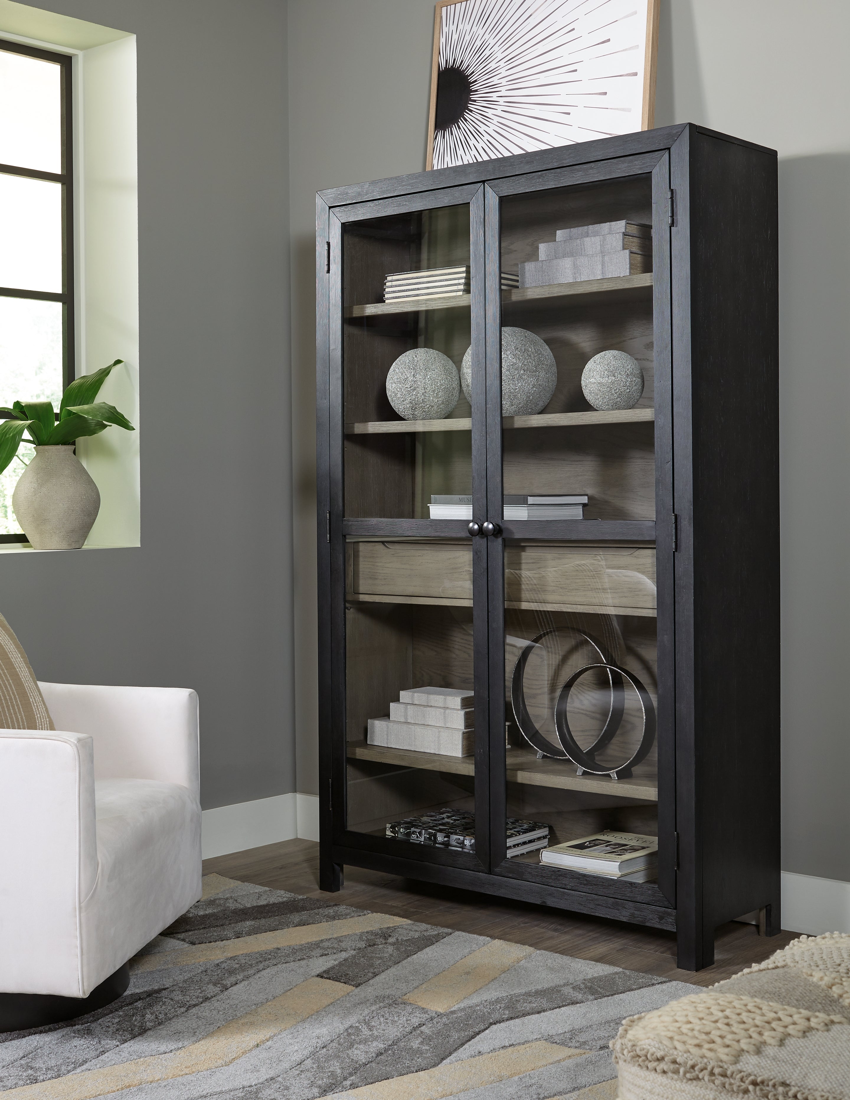Best Furniture Outlet - Ashley Furniture - Lenston Accent Cabinet - Accent Cabinet / Black/Gray - A4000507