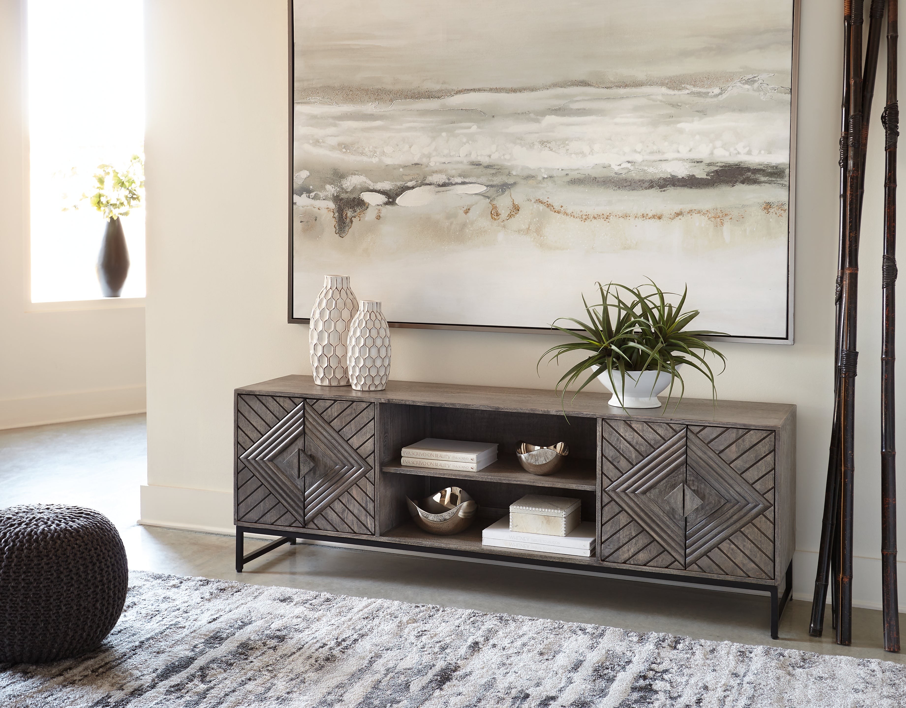 Best Furniture Outlet - Ashley Furniture - Treybrook Accent Cabinet - Accent Cabinet / Distressed Gray - A4000512