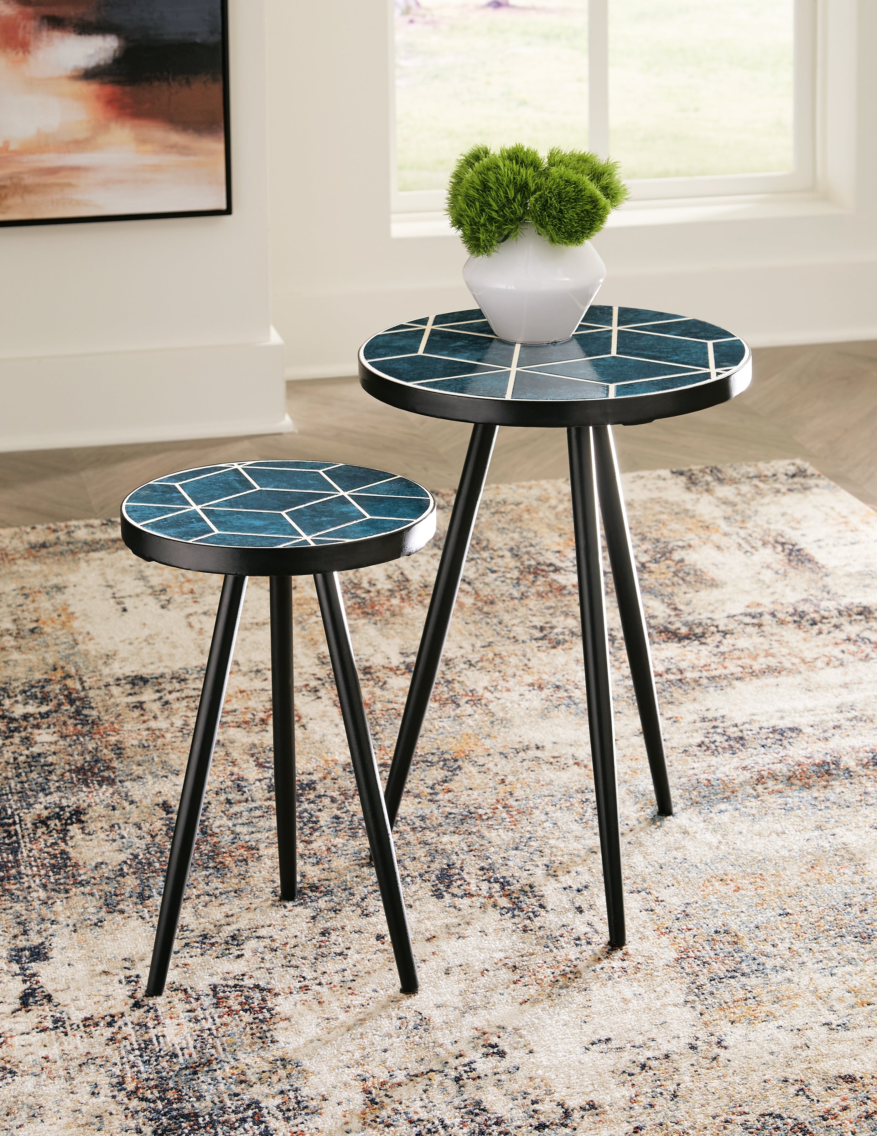 Best Furniture Outlet - Ashley Furniture - Clairbelle Accent Table (Set of 2) - Accent Table (Set of 2) / Teal - A4000523