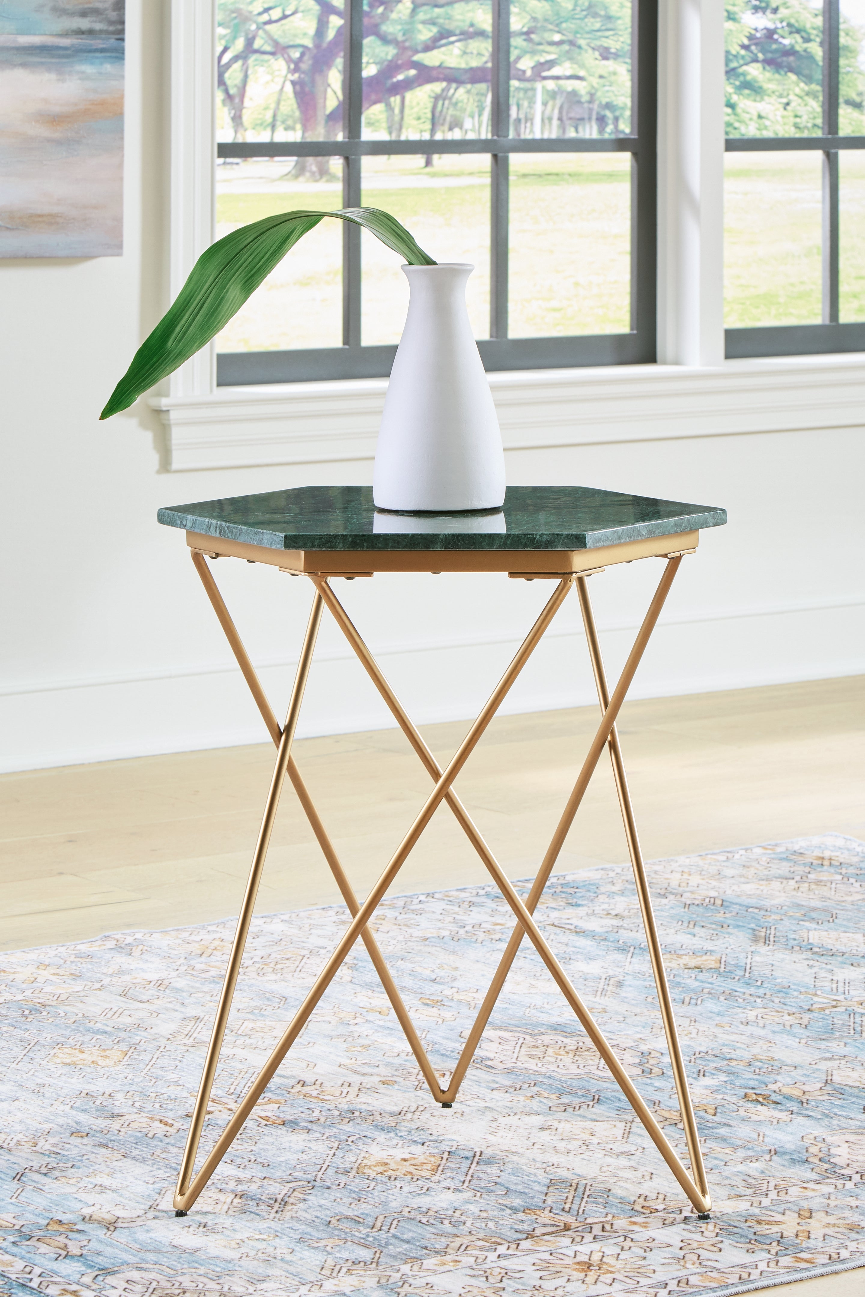 Best Furniture Outlet - Ashley Furniture - Engelton Accent Table - Accent Table / Green/Gold - A4000526