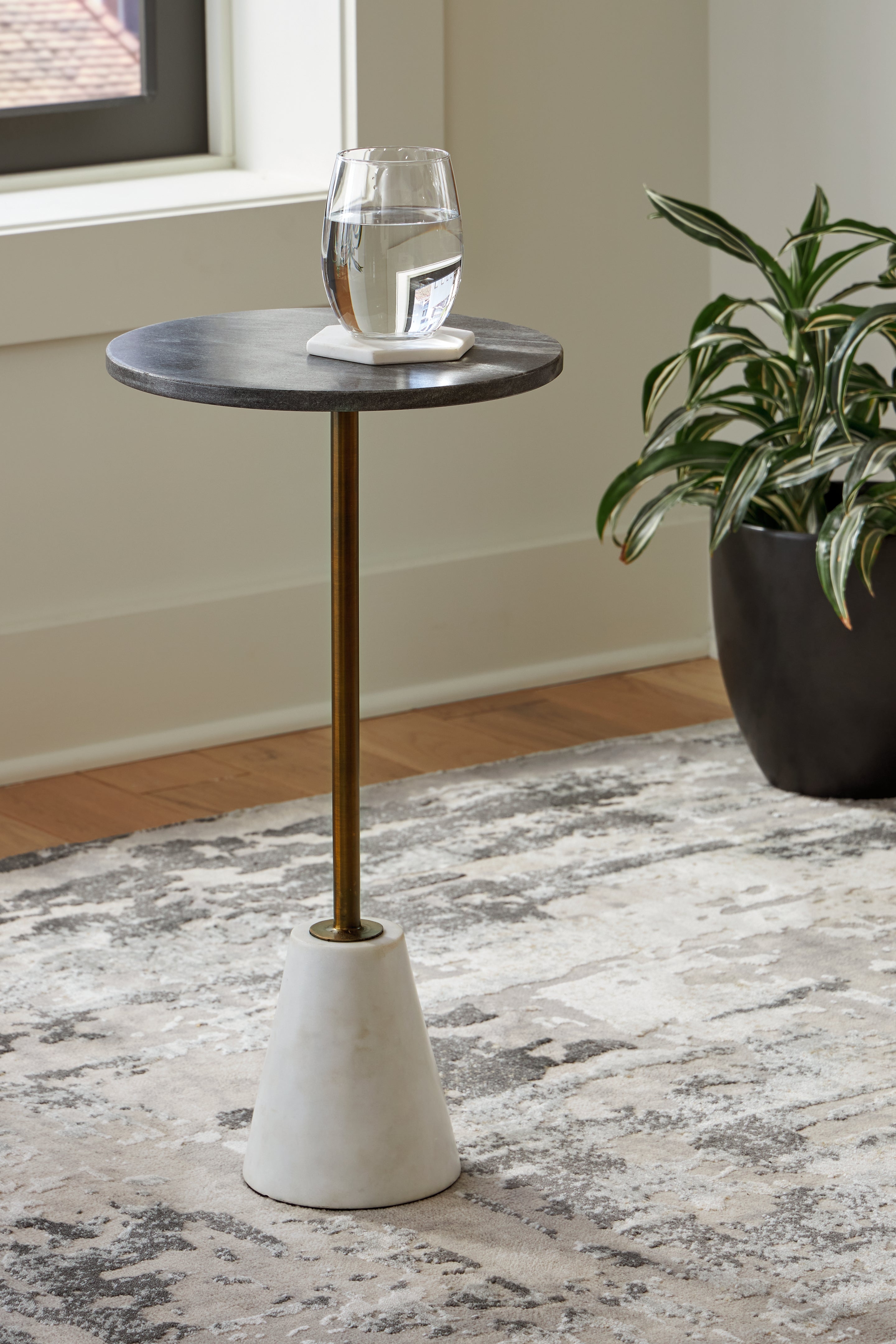 Best Furniture Outlet - Ashley Furniture - Caramont Accent Table - Accent Table / Black/White/Gold Finish - A4000540
