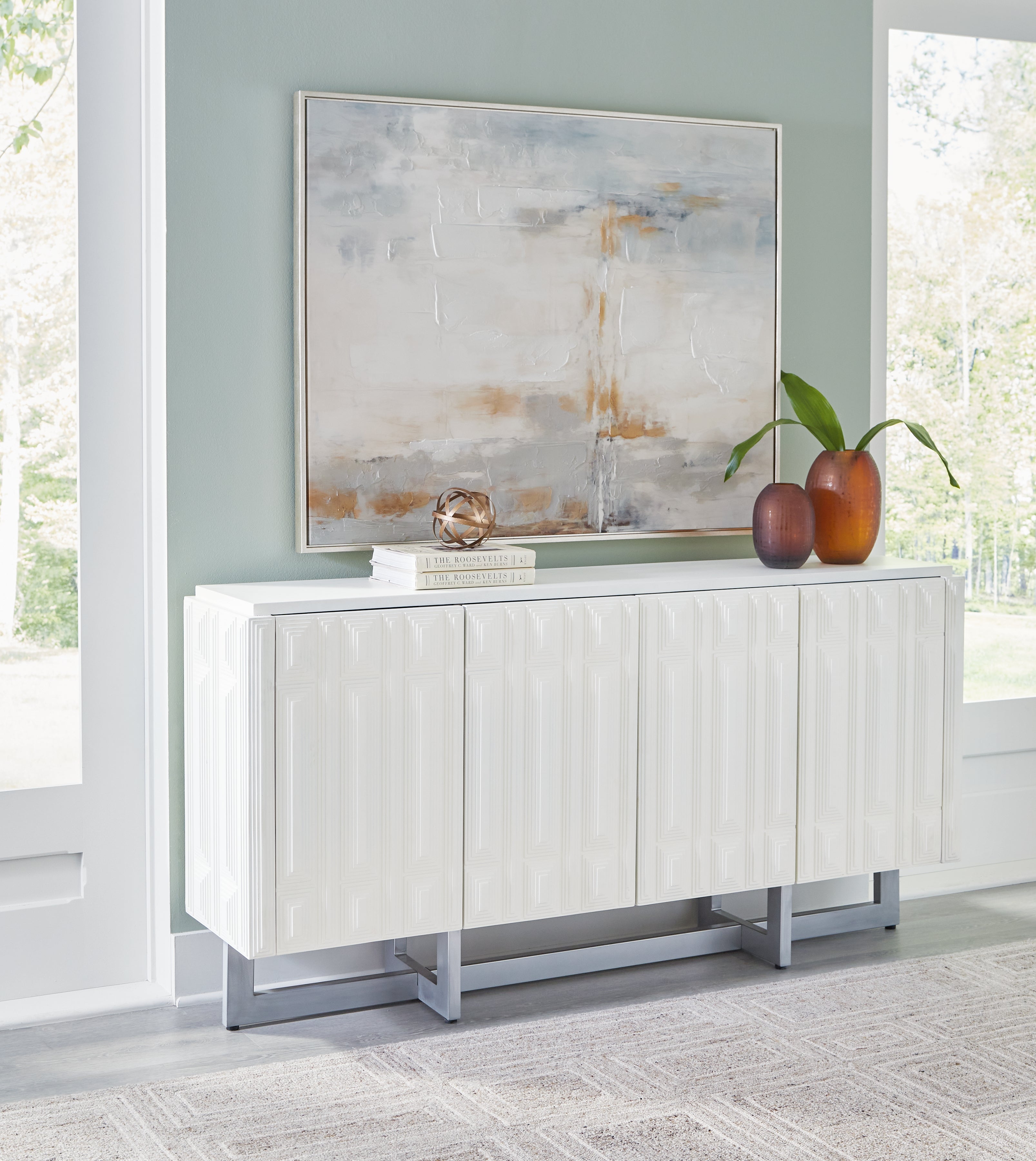 Best Furniture Outlet - Ashley Furniture - Ornawel Accent Cabinet - Accent Cabinet / Distressed White - A4000569