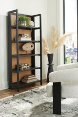 Best Furniture Outlet - Ashley Furniture - Abyard Bookcase - Bookcase / Black/Natural - A4000574