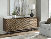 Best Furniture Outlet - Ashley Furniture - Dreggan Accent Cabinet - Accent Cabinet / Brown/Gold Finish - A4000577