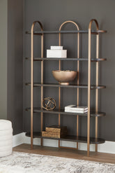 Best Furniture Outlet - Ashley Furniture - Brentmour Bookcase - Bookcase / Brown/Gold Finish - A4000589