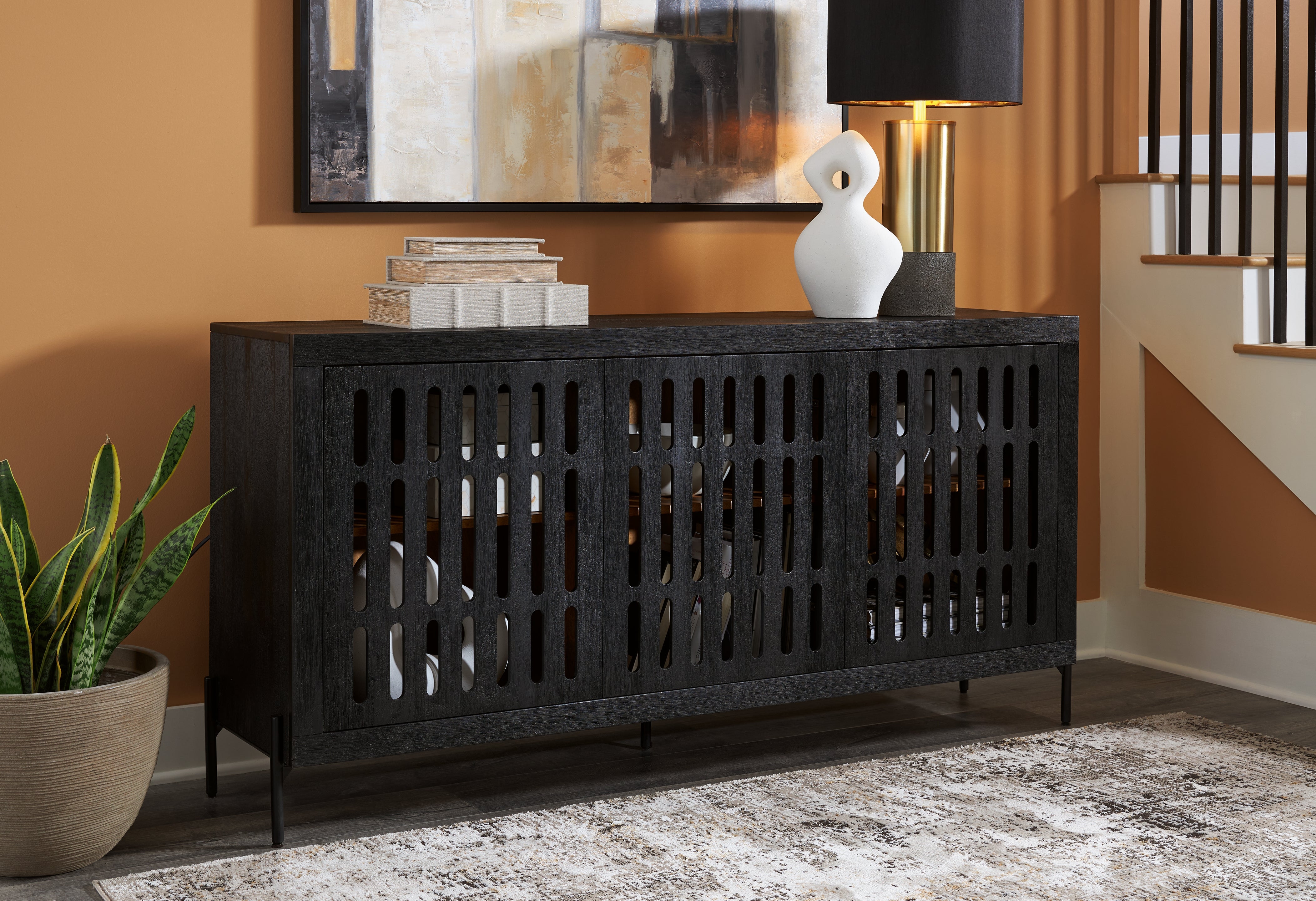 Best Furniture Outlet - Ashley Furniture - Vallisburg Accent Cabinet - Accent Cabinet / Black/Natural - A4000644