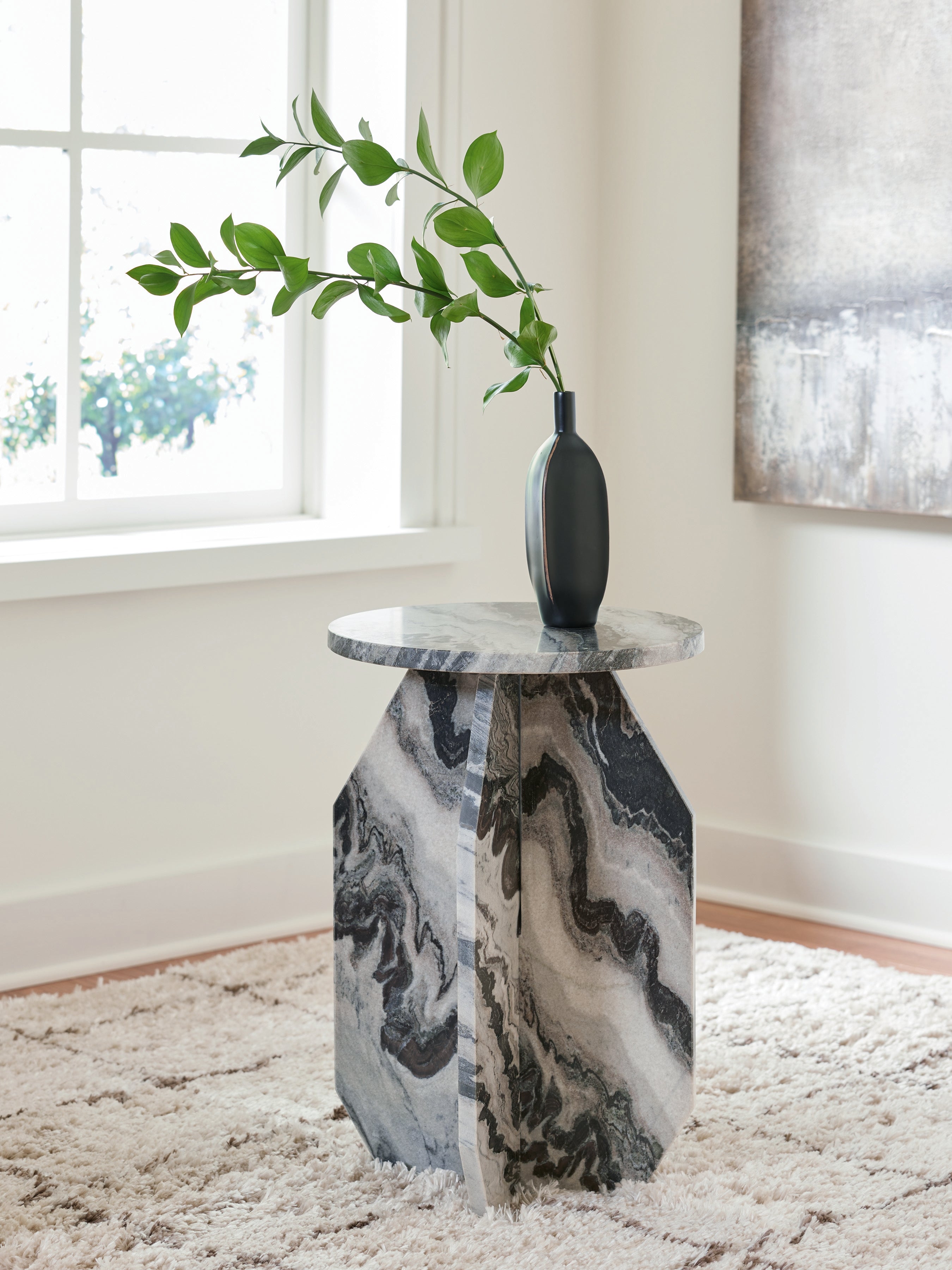 Best Furniture Outlet - Ashley Furniture - Wrenlane Accent Table - Accent Table / Black/White/Taupe - A4000646