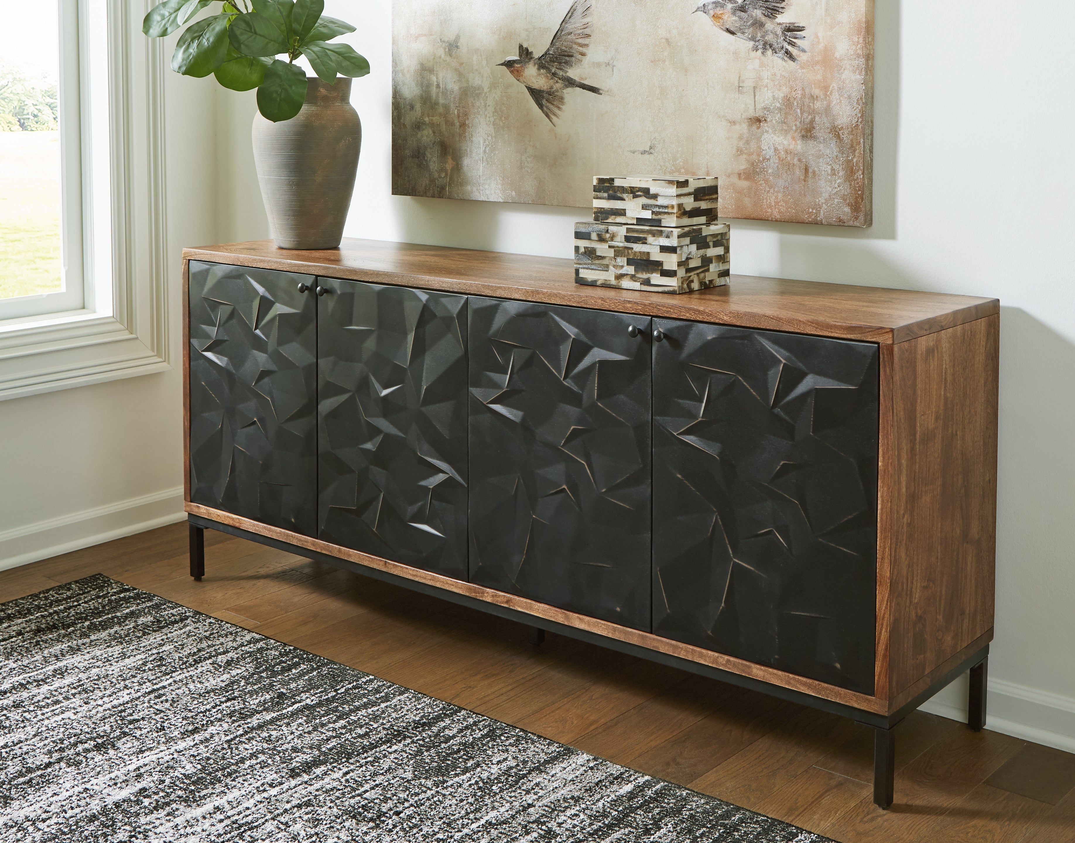 Best Furniture Outlet - Ashley Furniture - Dorannby Accent Cabinet - Accent Cabinet / Black/Brown - A4000649
