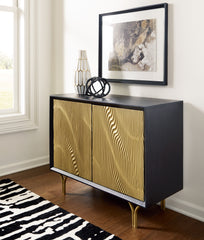Best Furniture Outlet - Ashley Furniture - Tayner Accent Cabinet - Accent Cabinet / Black/Gold Finish - A4000654