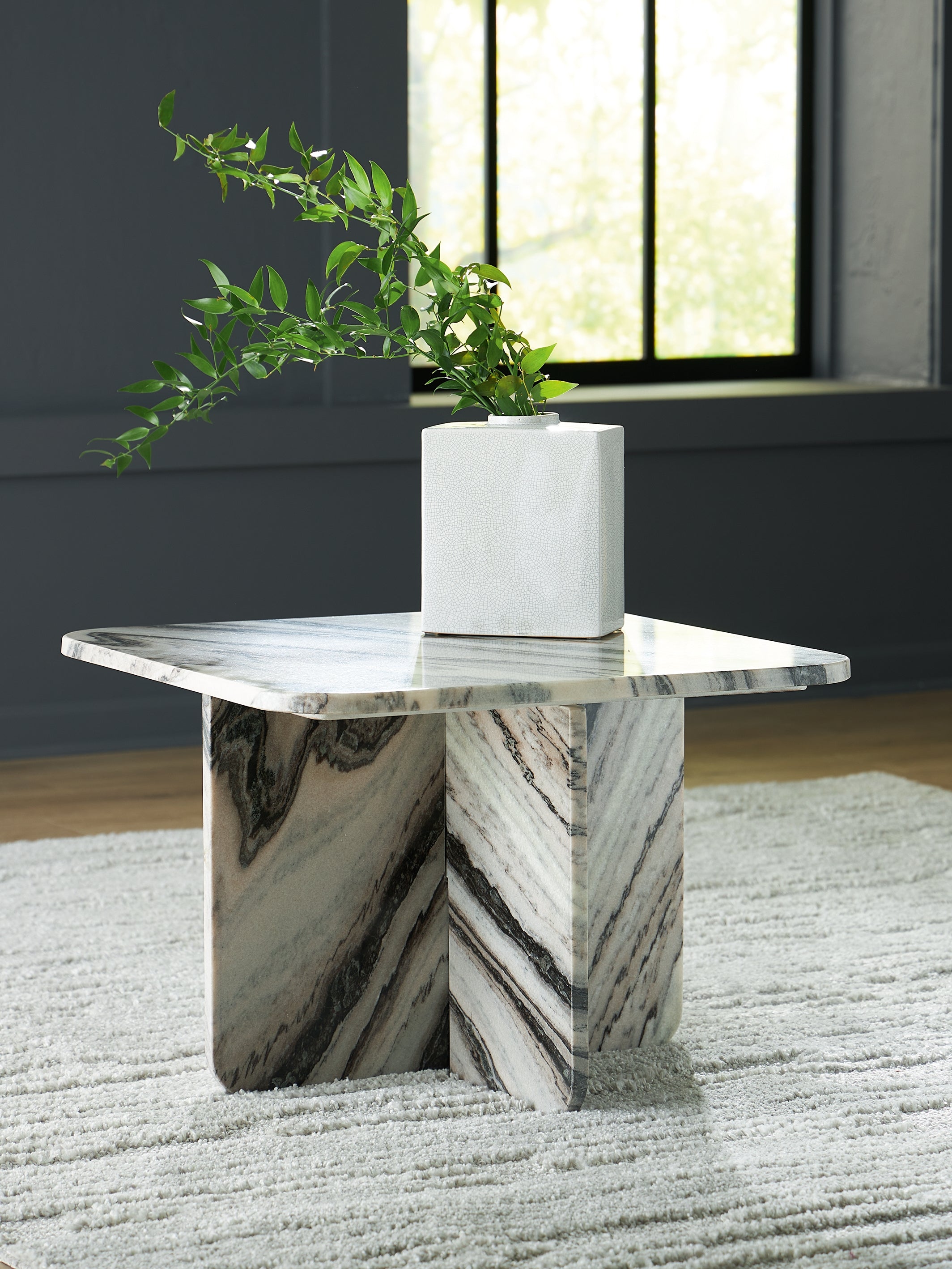 Best Furniture Outlet - Ashley Furniture - Baretton Accent Coffee Table - Accent Cocktail Table / Black/White/Taupe - A4000670