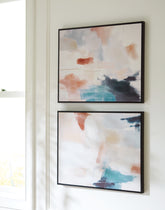 Best Furniture Outlet - Ashley Furniture - Caldish Wall Decor - Wall Art Set (Set of 2) / Blue/White/Pink - A8000415