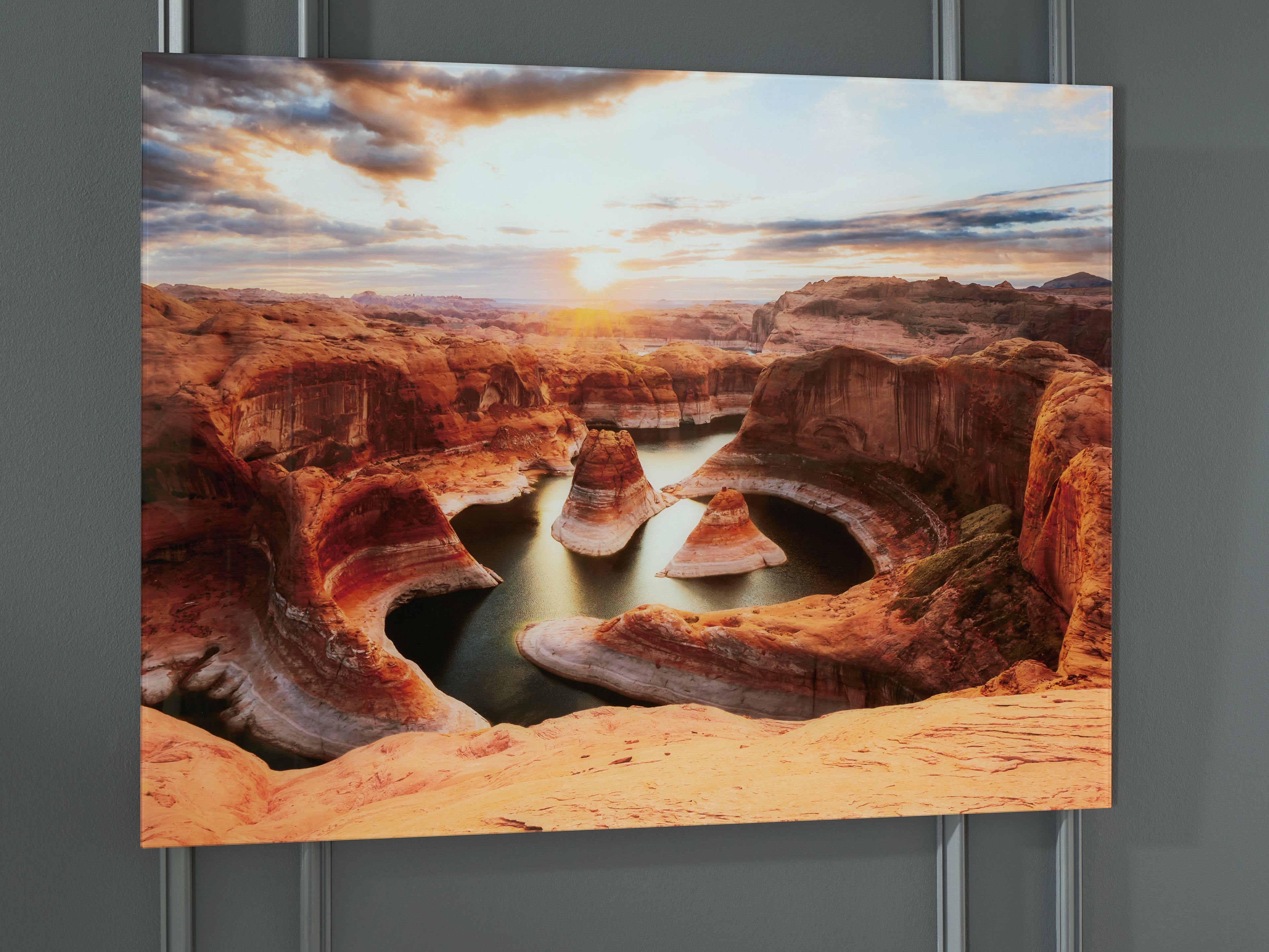 Best Furniture Outlet - Ashley Furniture - Deemsdon Wall Decor - Wall Art / Blue/Amber - A8000436