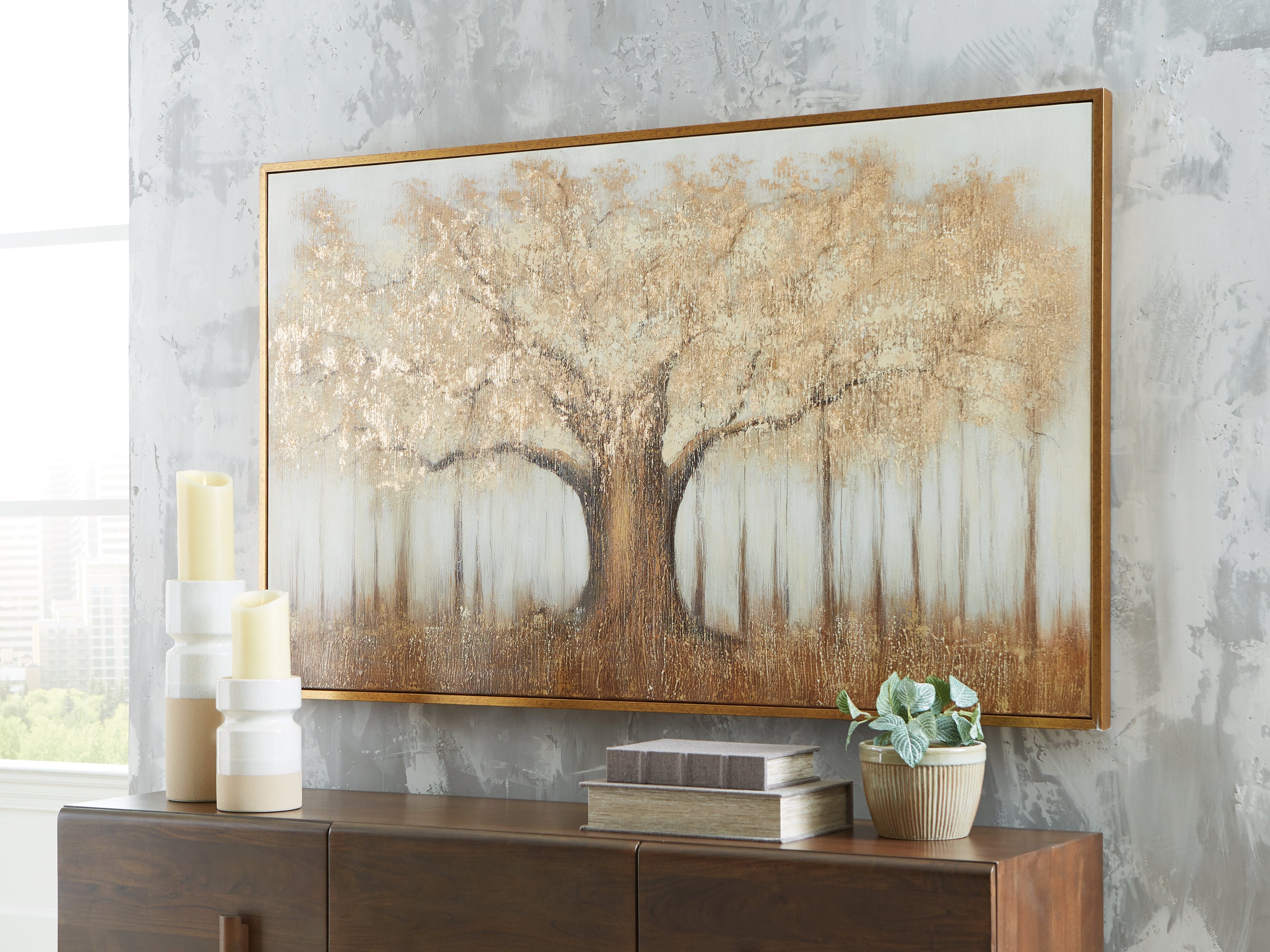 Best Furniture Outlet - Ashley Furniture - Dalewick Wall Decor - Wall Art / Brown/Gray/Gold Finish - A8000448