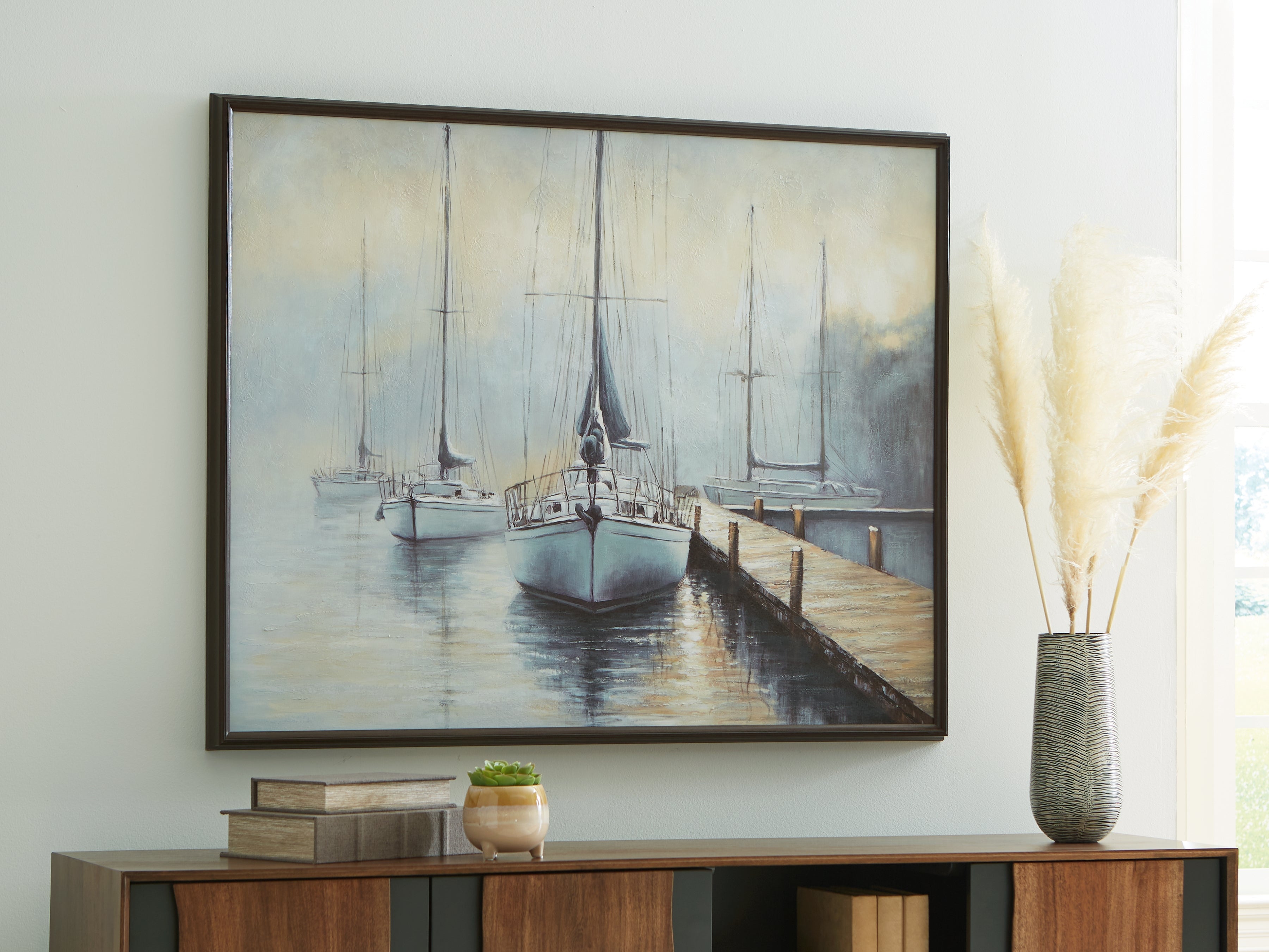 Best Furniture Outlet - Ashley Furniture - Worthney Wall Decor - Wall Art / Blue/White/Brown - A8000457