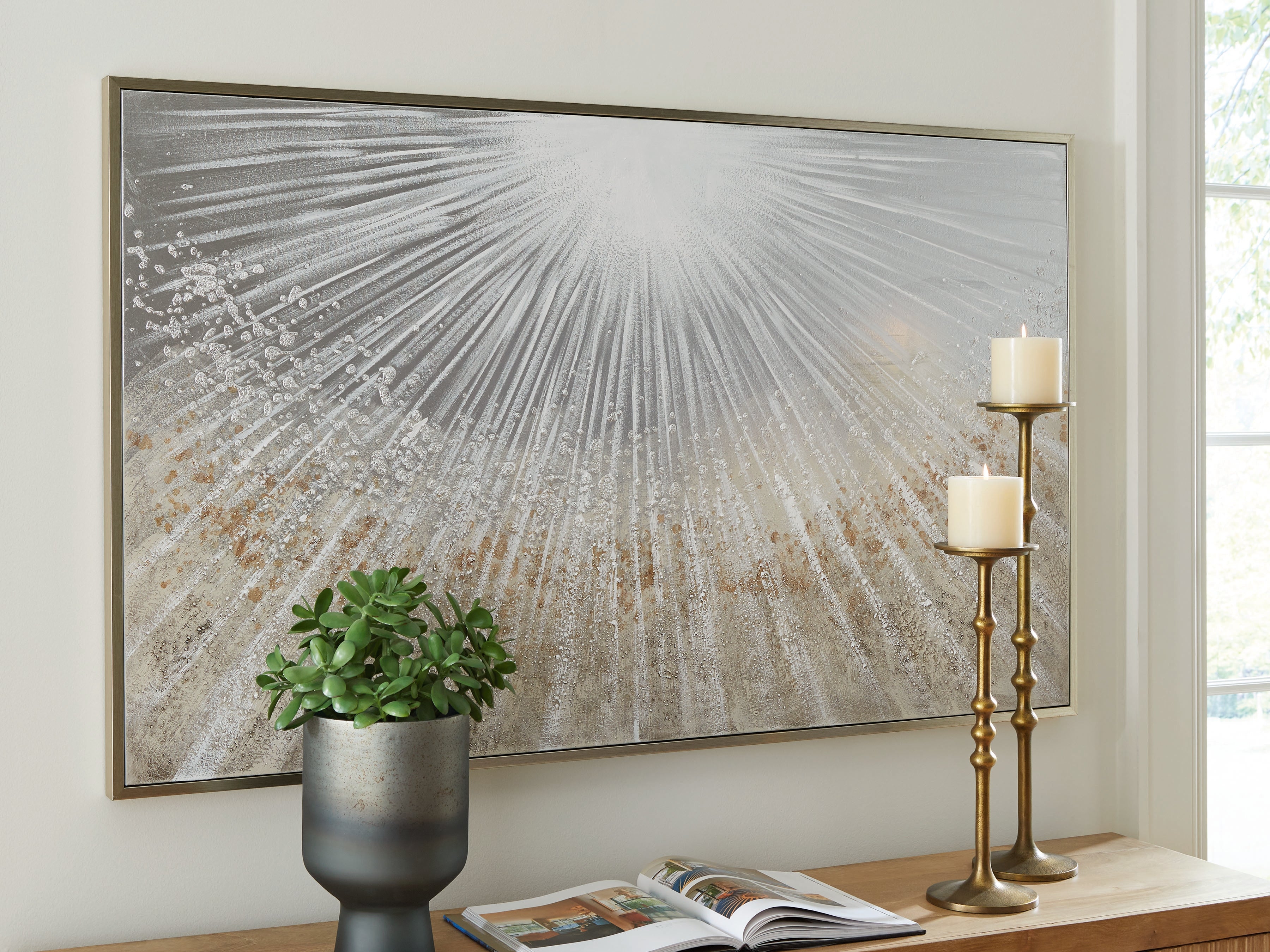 Best Furniture Outlet - Ashley Furniture - Waldard Wall Decor - Wall Art / Gray/Taupe/White - A8000501