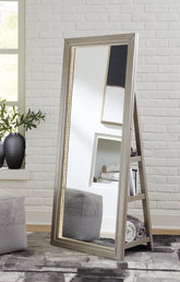 Best Furniture Outlet - Ashley Furniture - Evesen Mirror - Floor Standing Mirror/Storage / White - A8010383