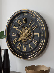 Best Furniture Outlet - Ashley Furniture - Dairton Wall Decor - Wall Clock / Black/Gold Finish - A8010385