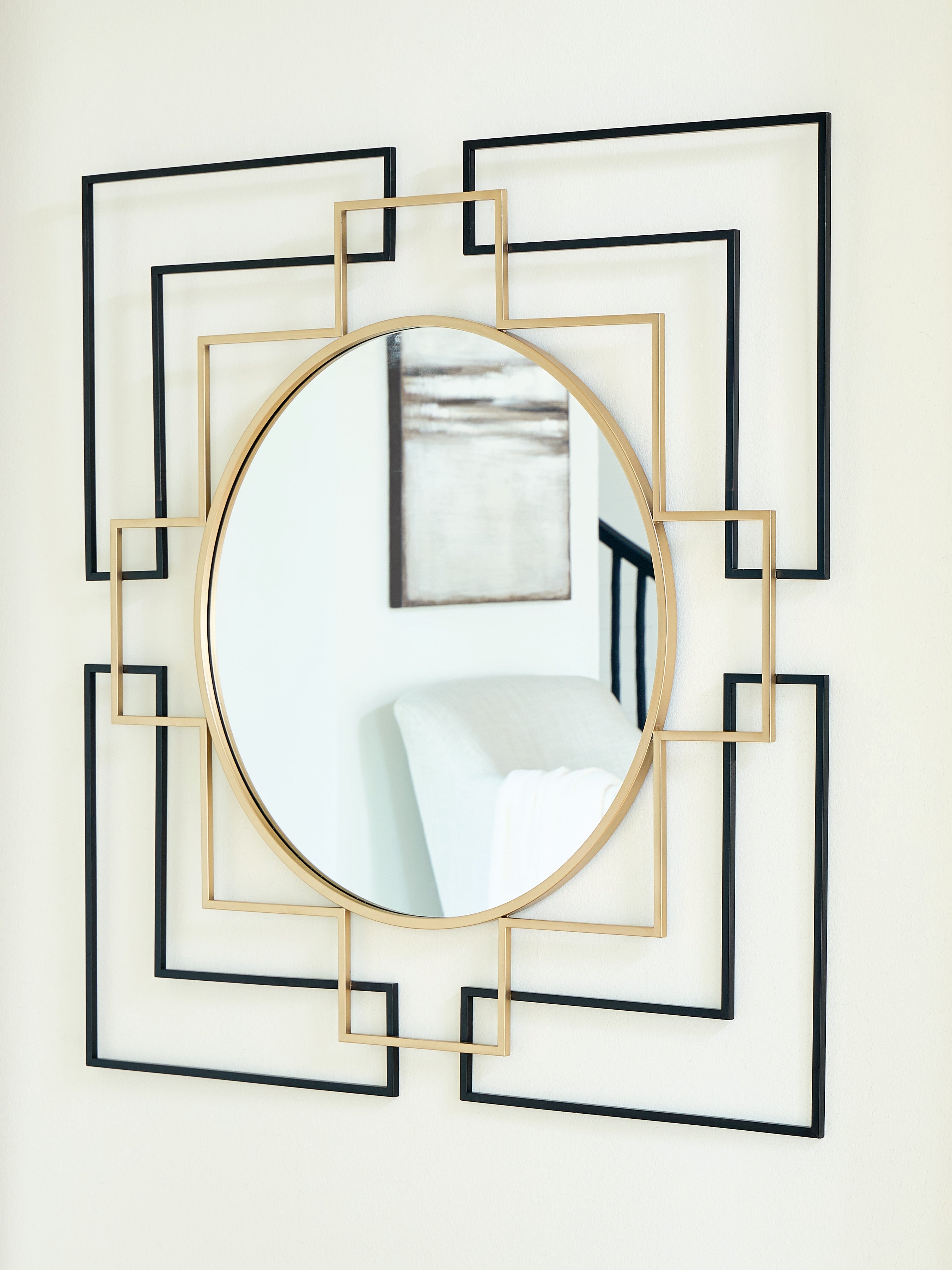 Best Furniture Outlet - Ashley Furniture - Oceanal Mirror - Accent Mirror / Black/Gold Finish - A8010394