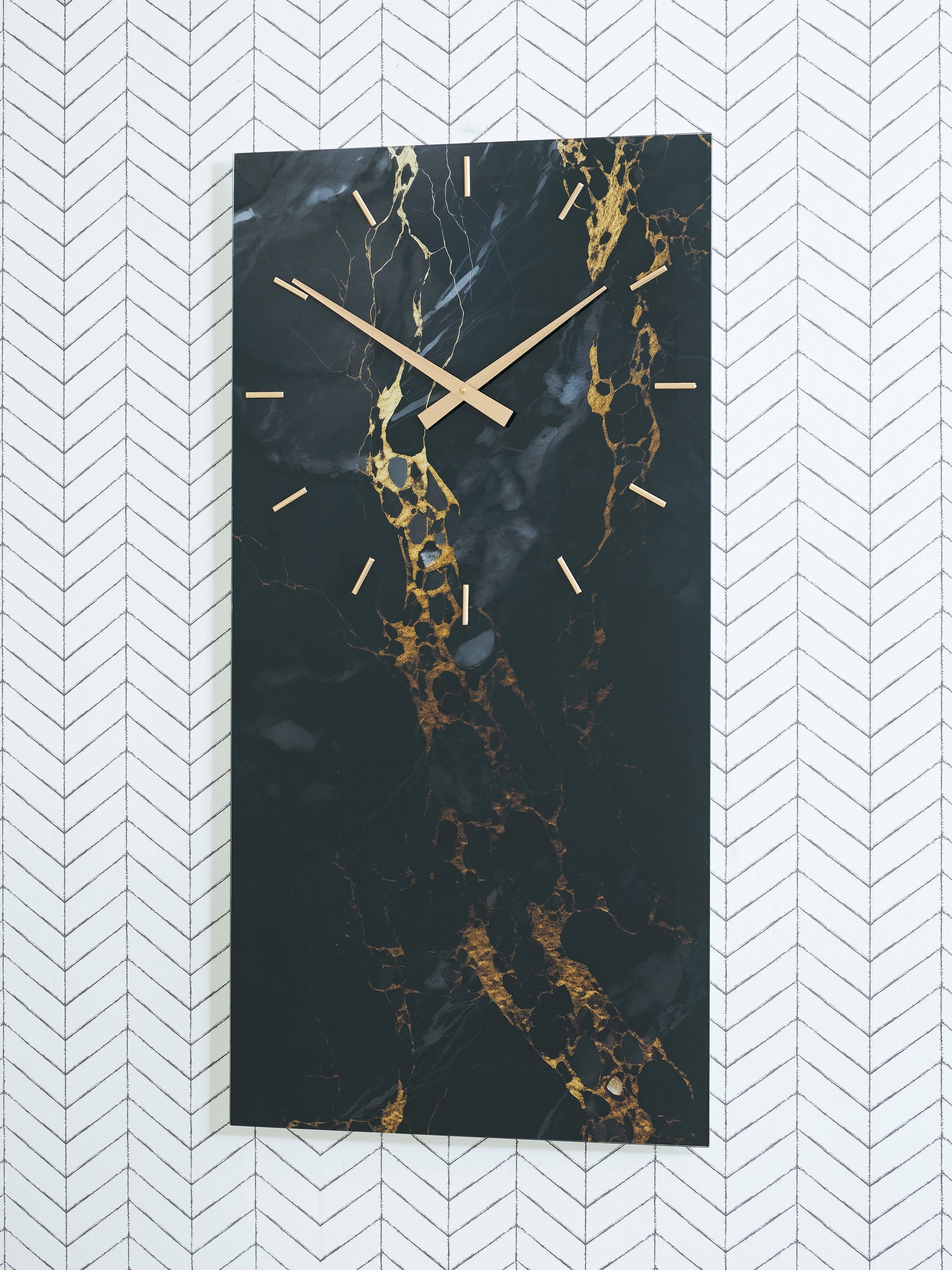 Best Furniture Outlet - Ashley Furniture - Teague Wall Decor - Wall Clock / Black/Gold Finish - A8010430