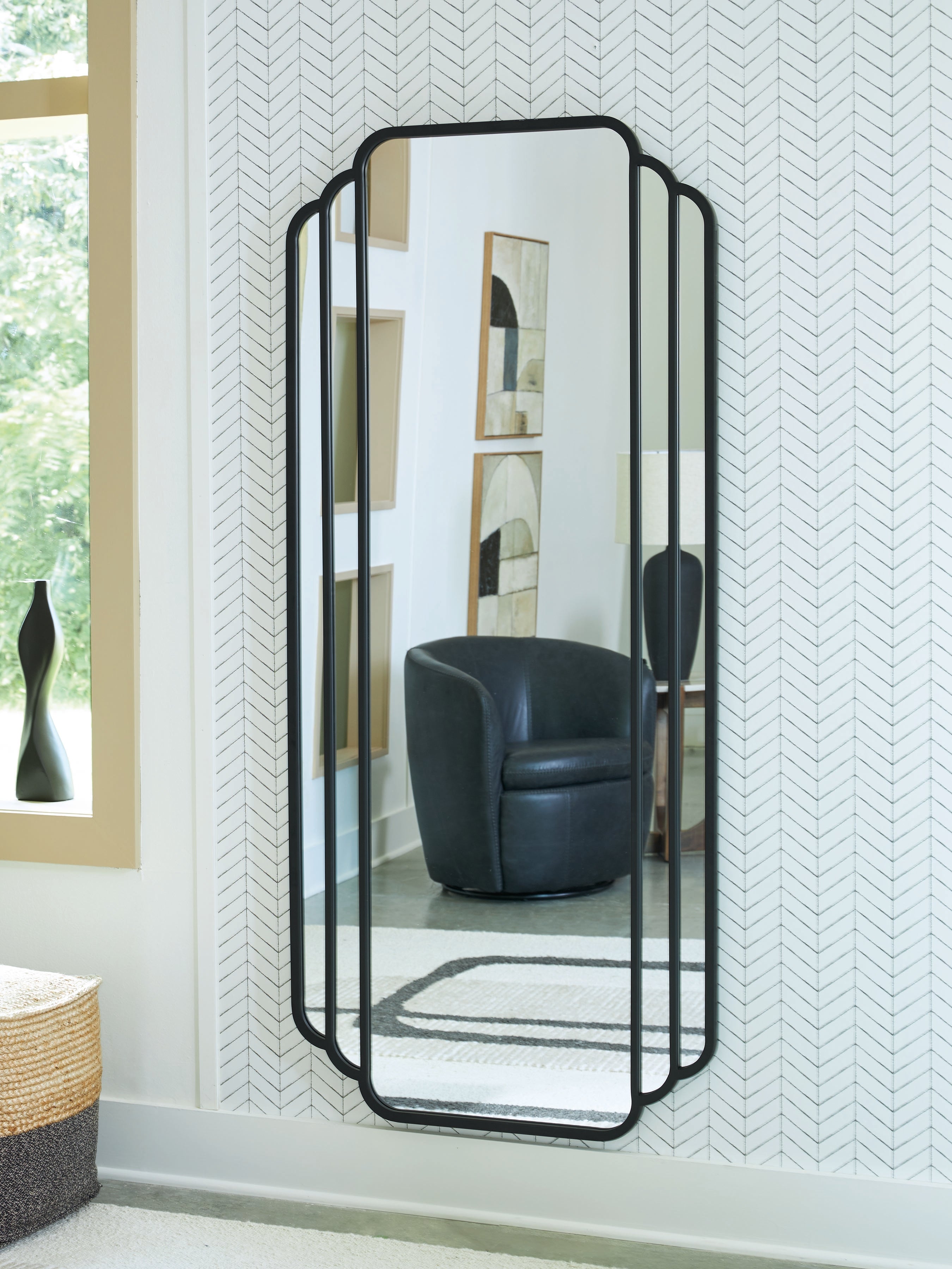 Best Furniture Outlet - Ashley Furniture - Antigone Mirror - Floor Mirror / Black - A8010434