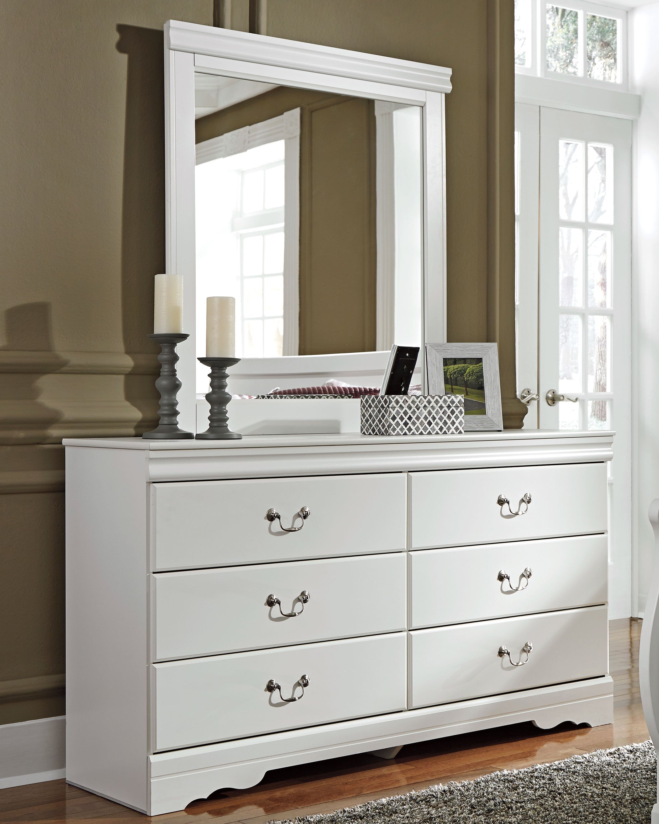 Best Furniture Outlet - Ashley Furniture - Anarasia Bedroom - Dresser and Mirror / White - B129B3